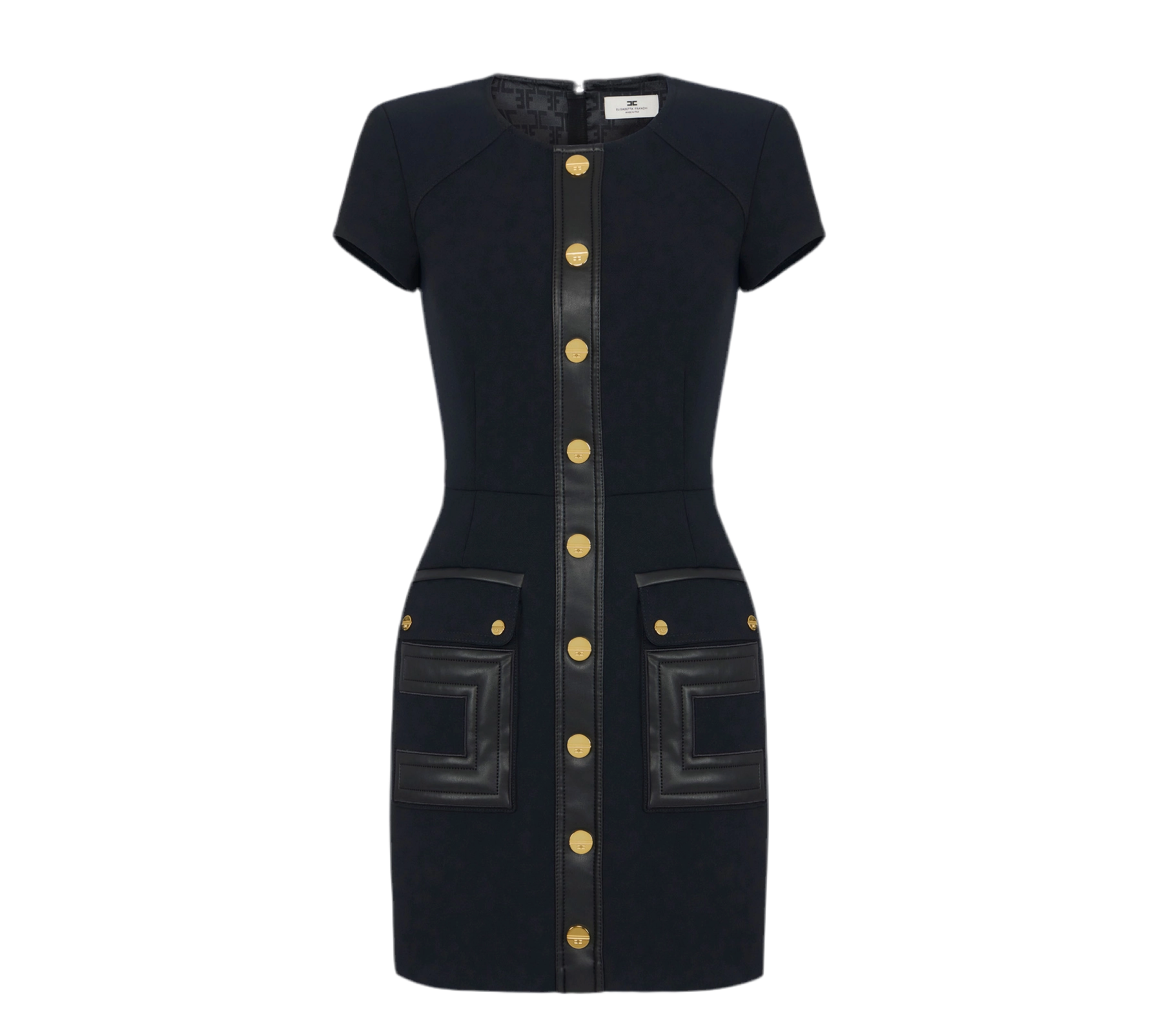 Dress in double-layer crêpe fabric with logo details