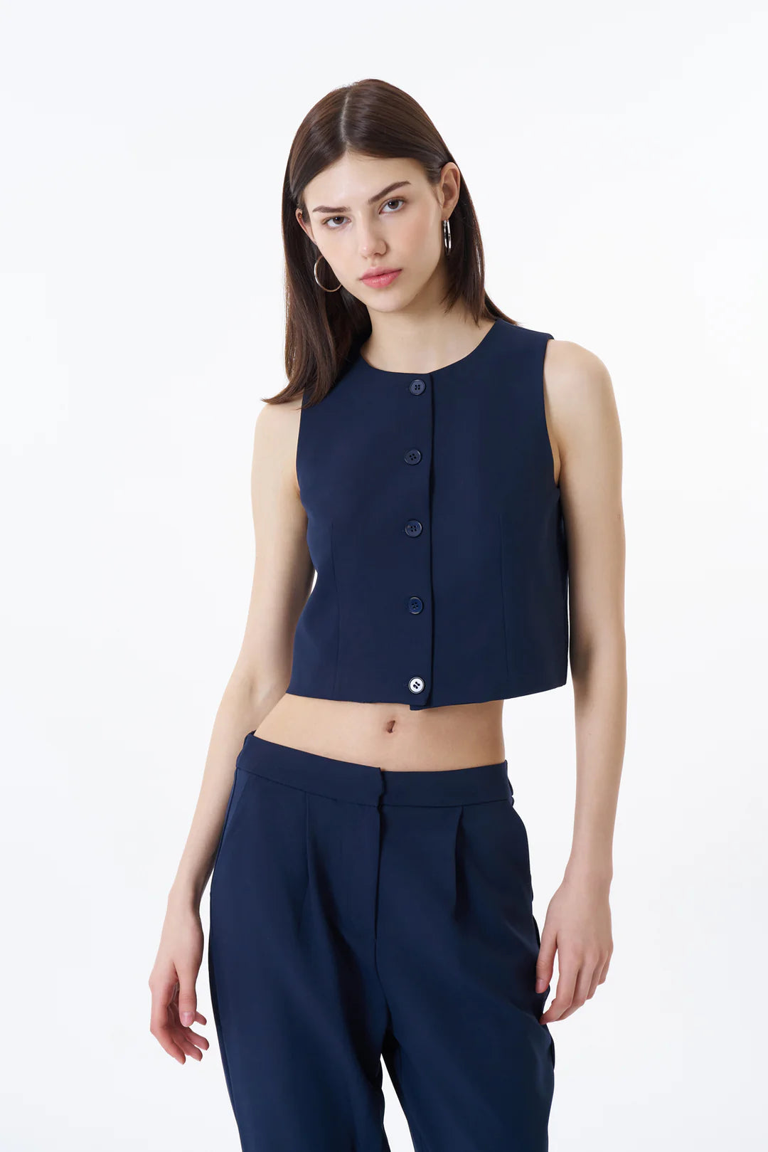 crop vest with buttons