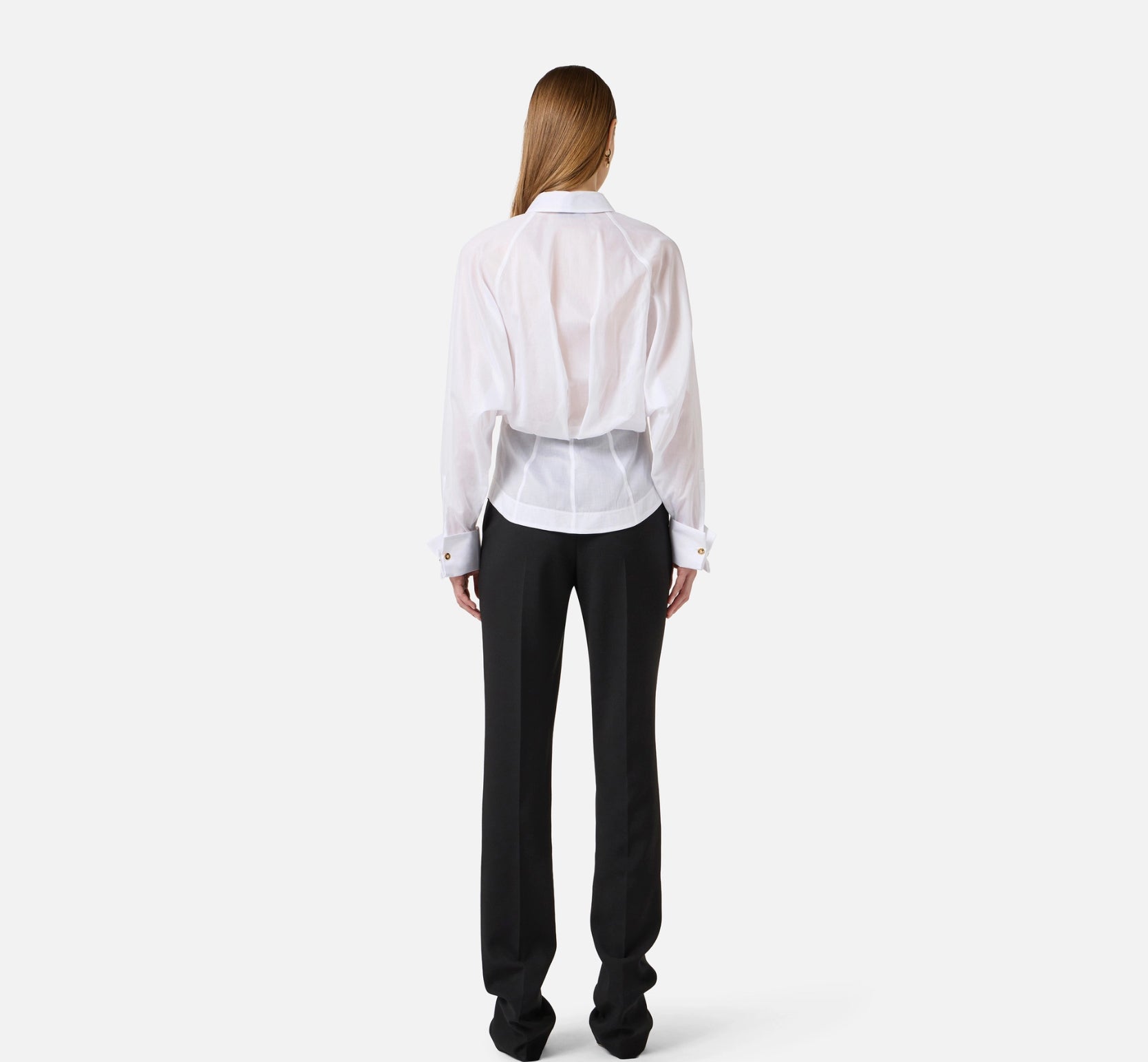 Cotton voile shirt with bow tie