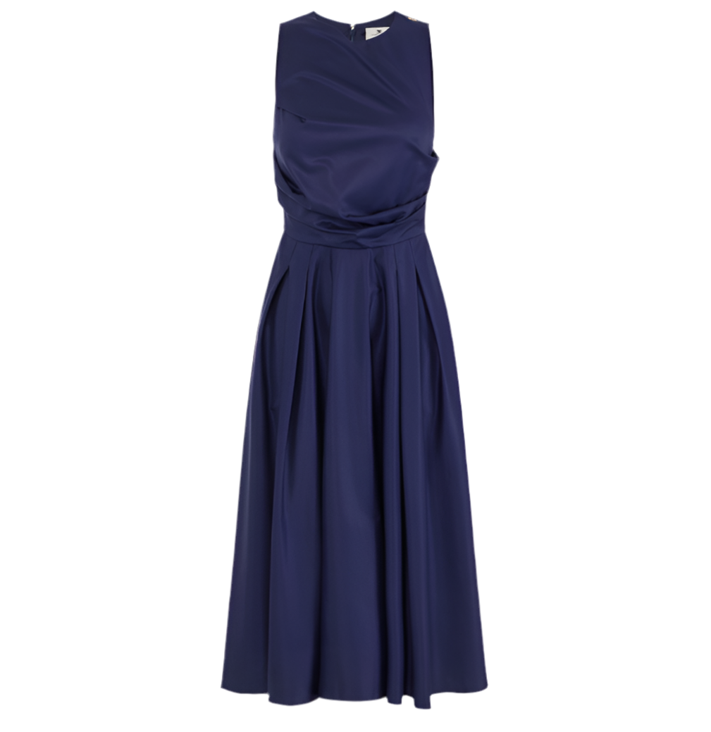 Cotton poplin dress with logo detail