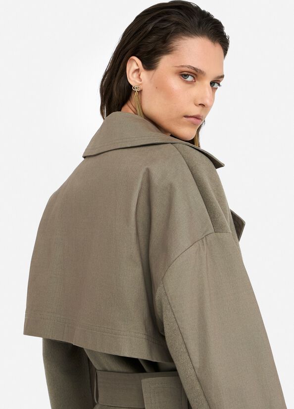 Double-breasted wool trench coat