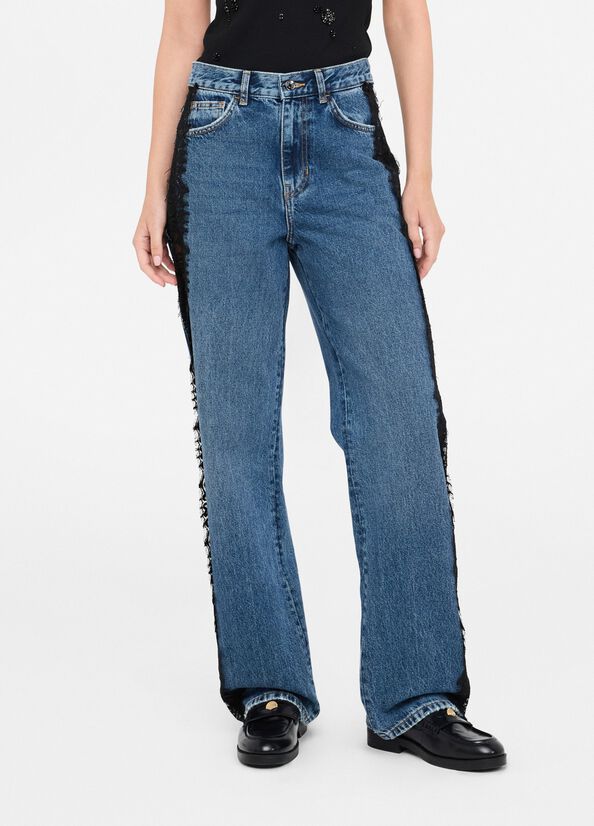 Straight-leg jeans with lace