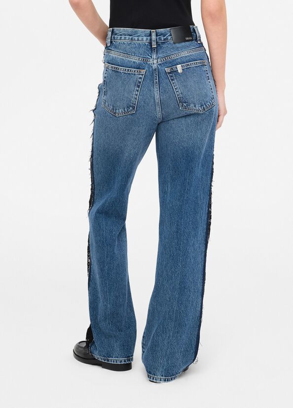 Straight-leg jeans with lace