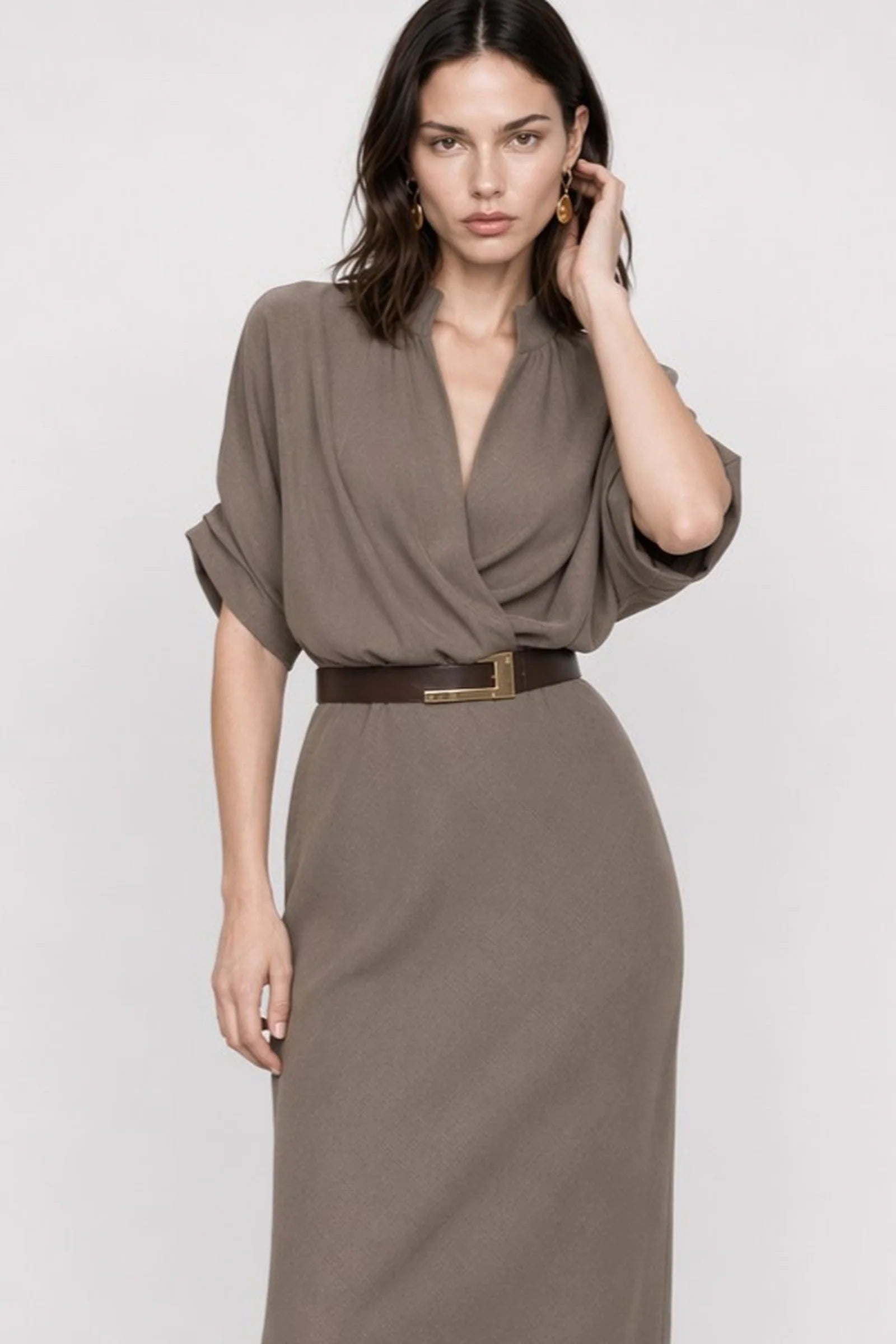 Wrap dress with a belt