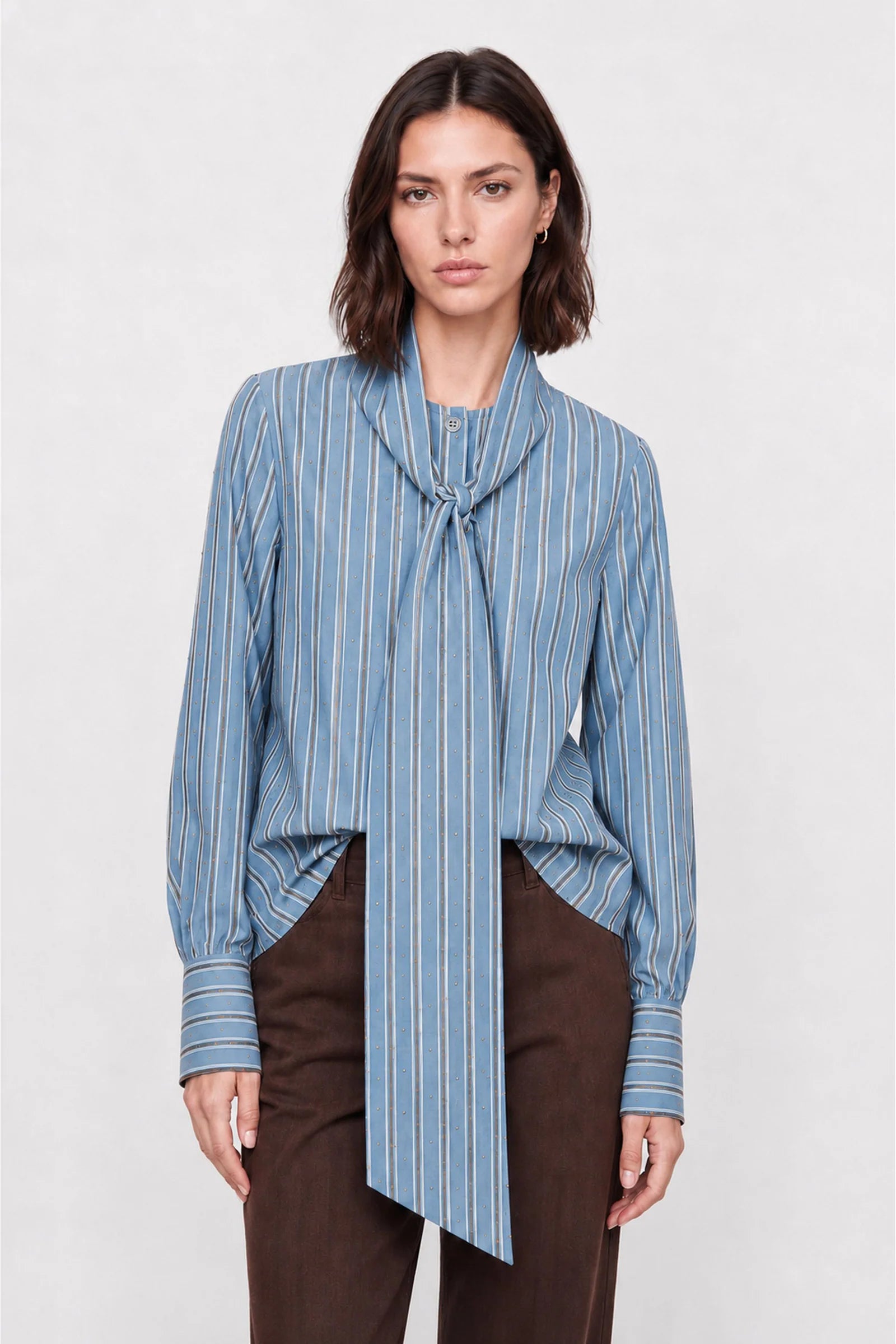 Blouse with a tie neck