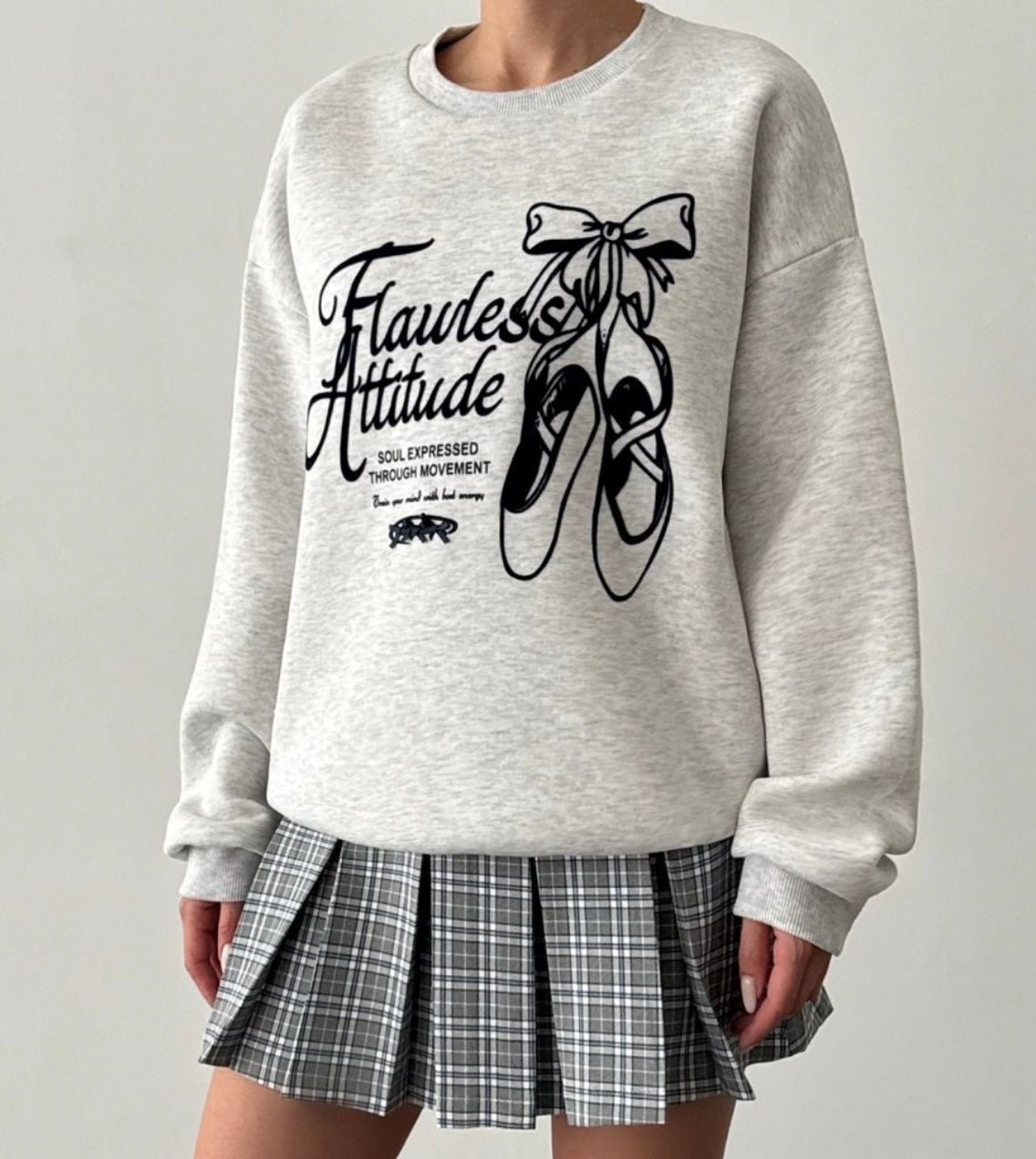 Grey Sweatshirt with Navy Velvet writing
