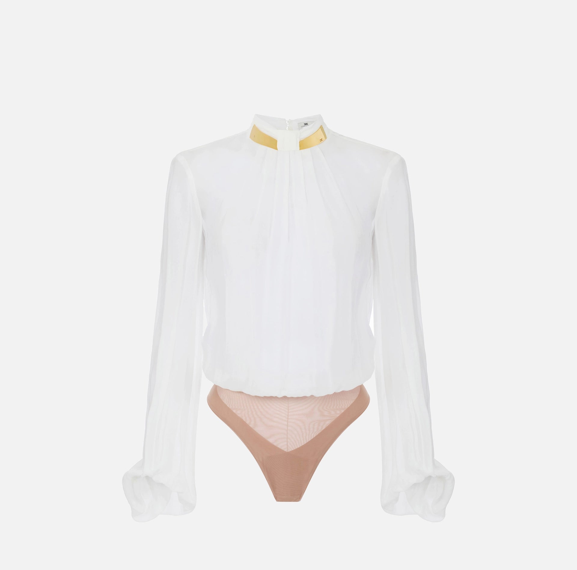 Bodysuit in georgette fabric with jewel collar