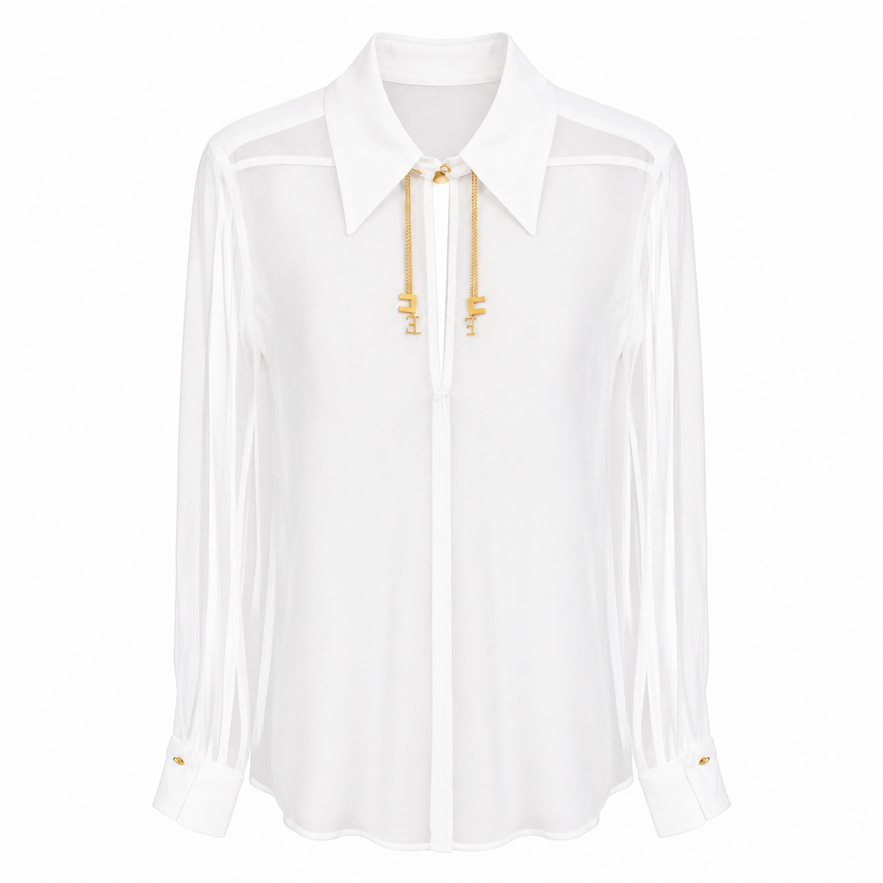 Blouse in georgette fabric with jewel logos
