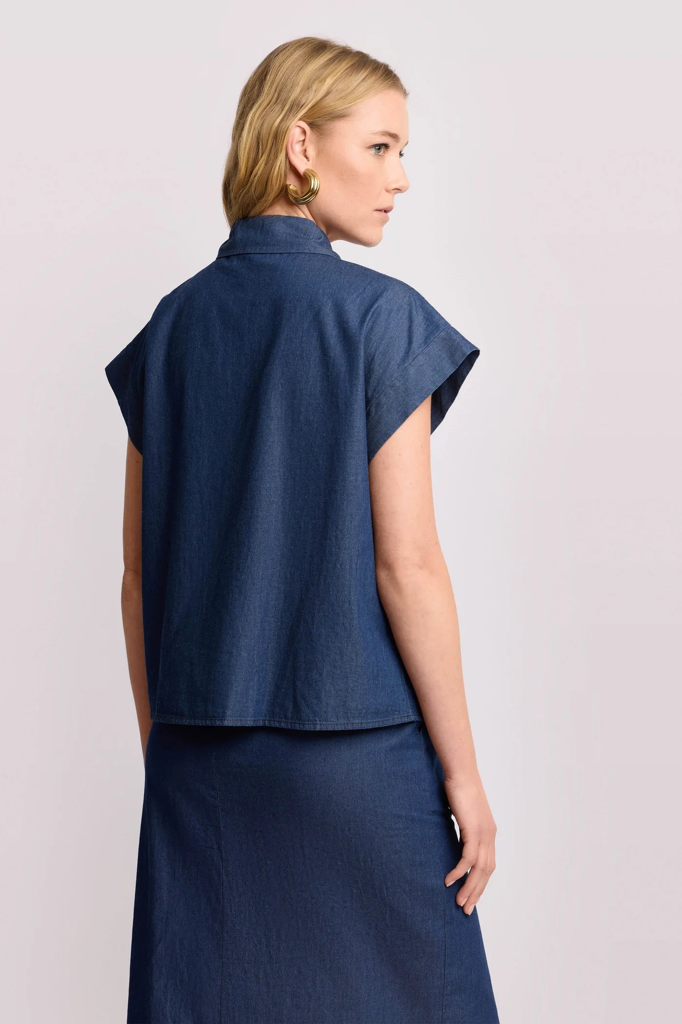 Buttoned Denim Blouse