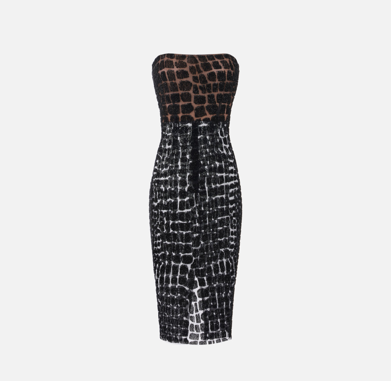 Dress in tulle fabric with crocodile embroideries