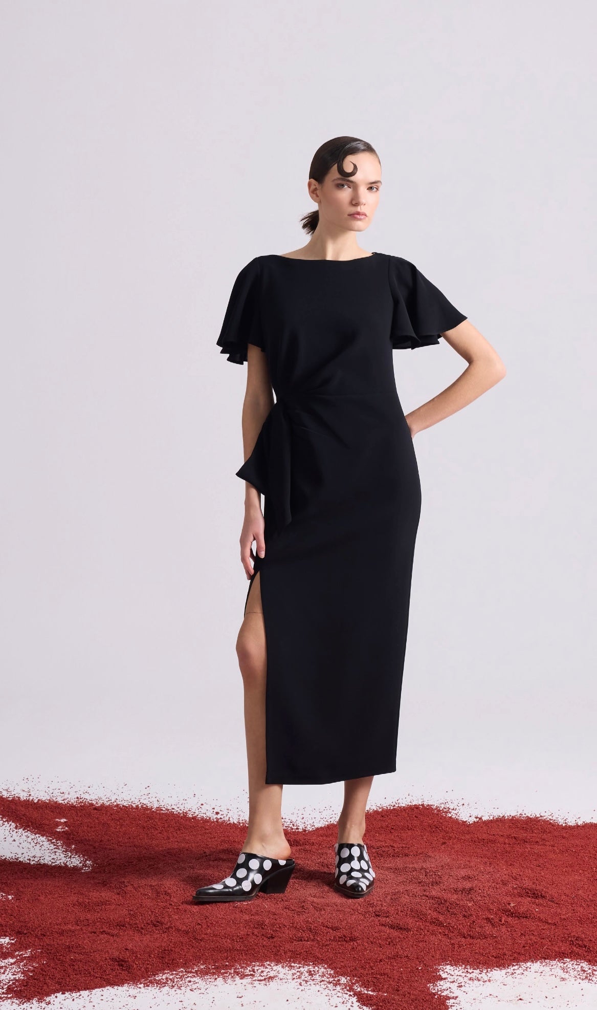 Short Sleeve dress with slit and Bow