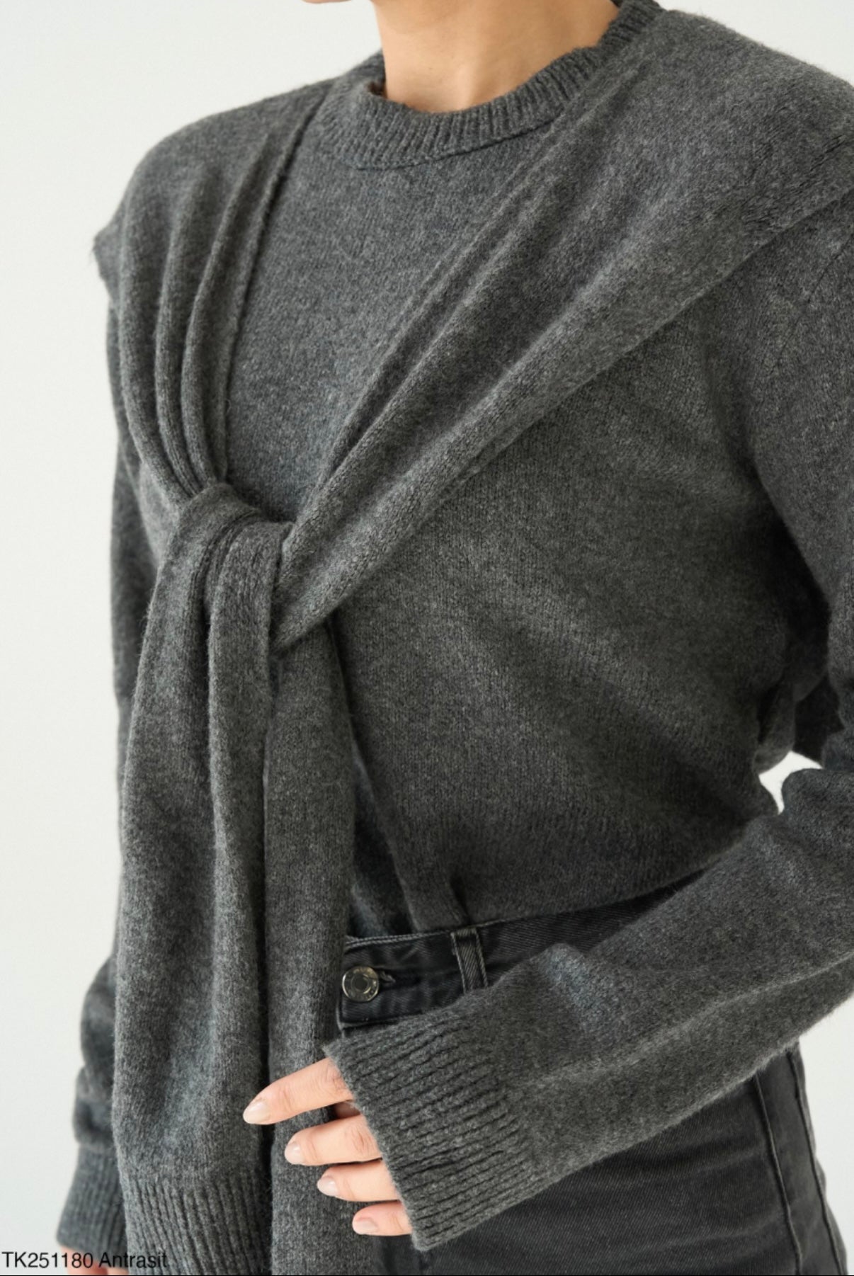 Knit top with tied blouse