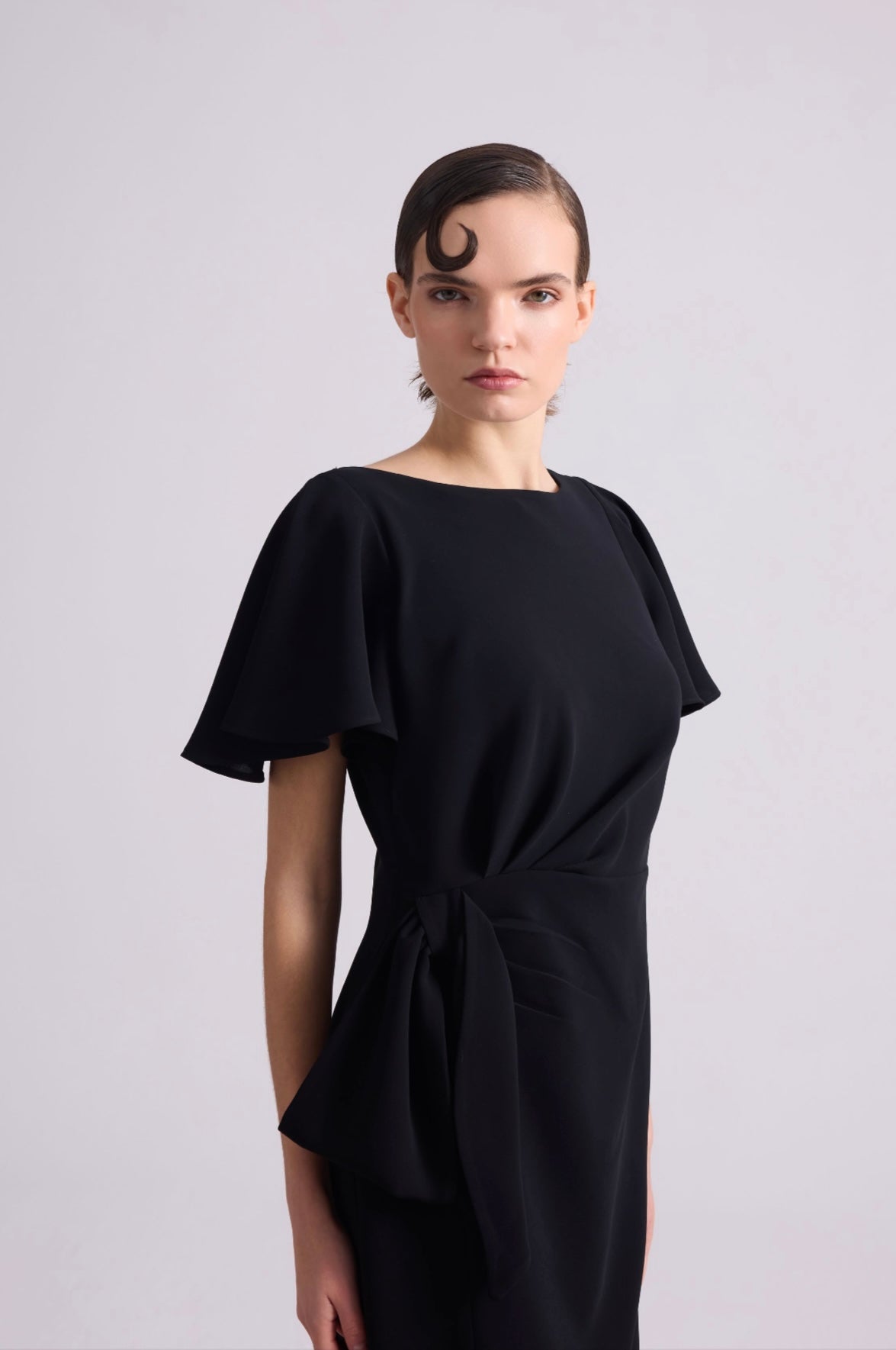 Short Sleeve dress with slit and Bow