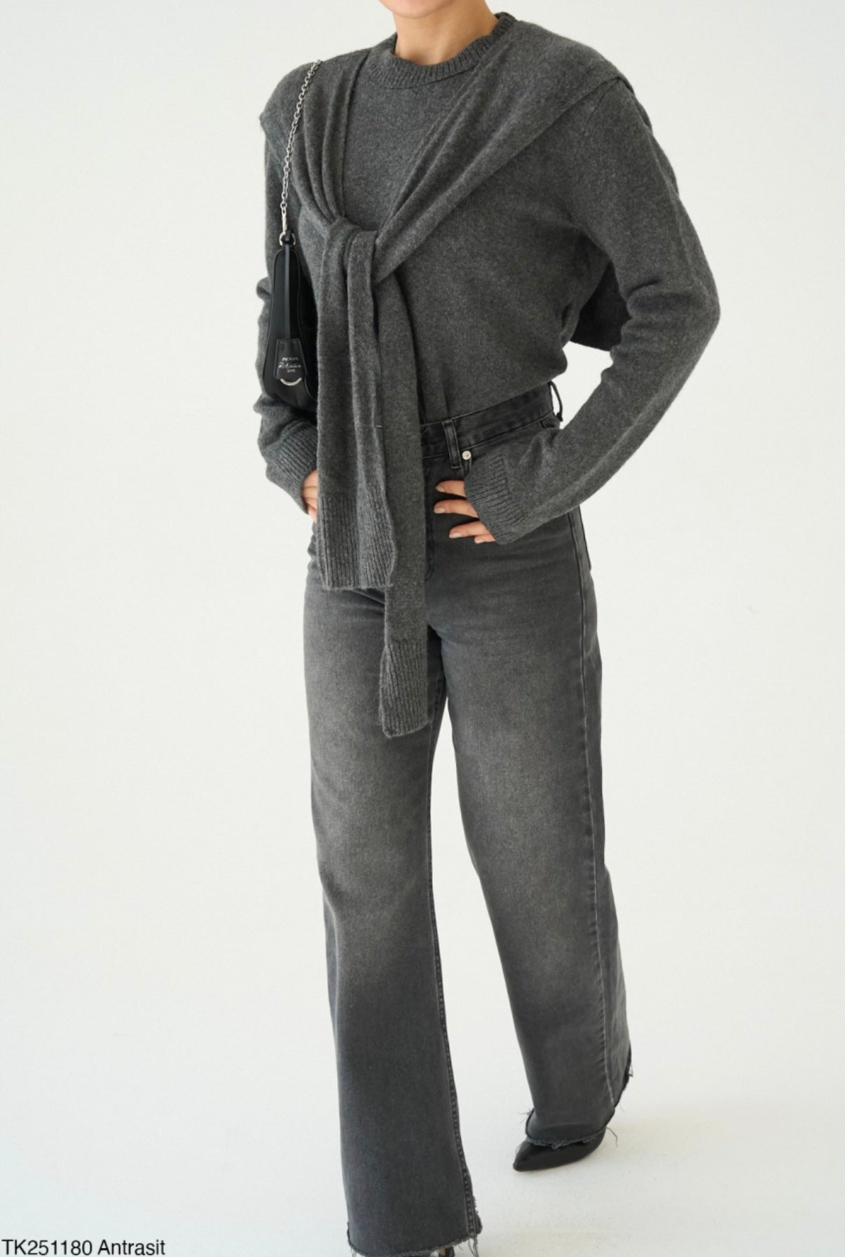 Knit top with tied blouse