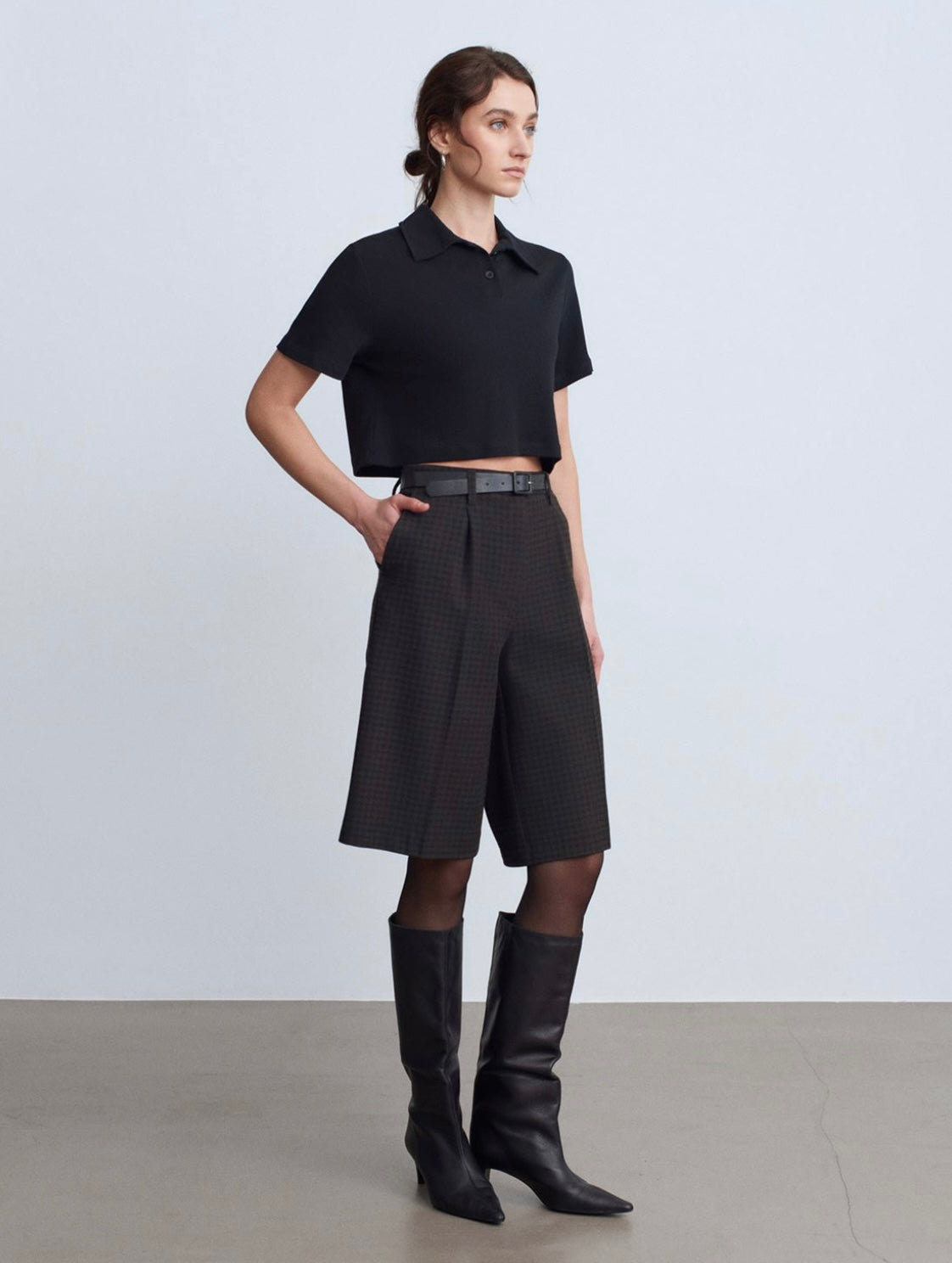 Plaid Barmuda with Belt