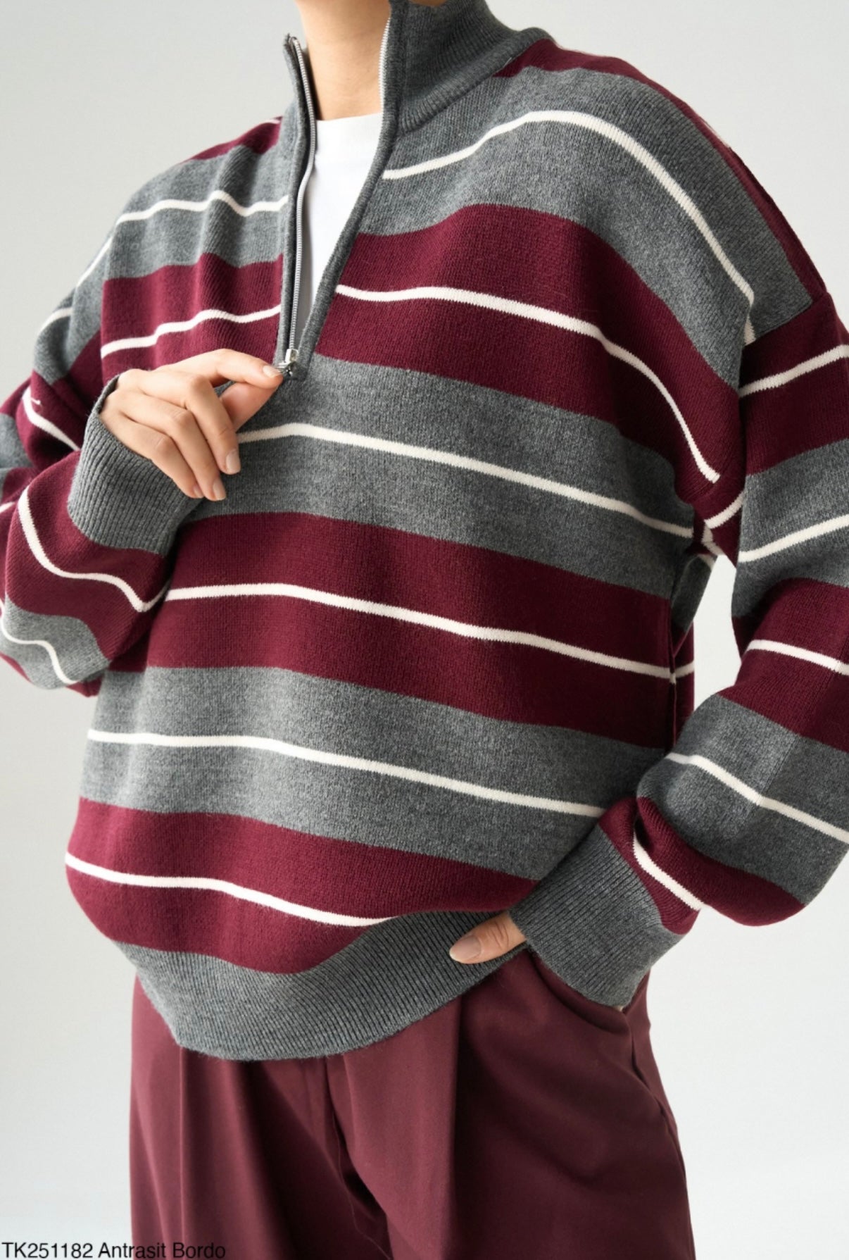 Striped Shirt with zip collar