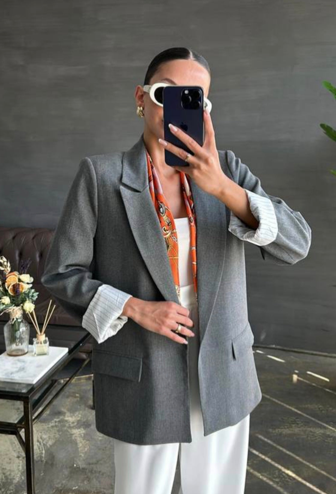 Blazer with folded sleeves