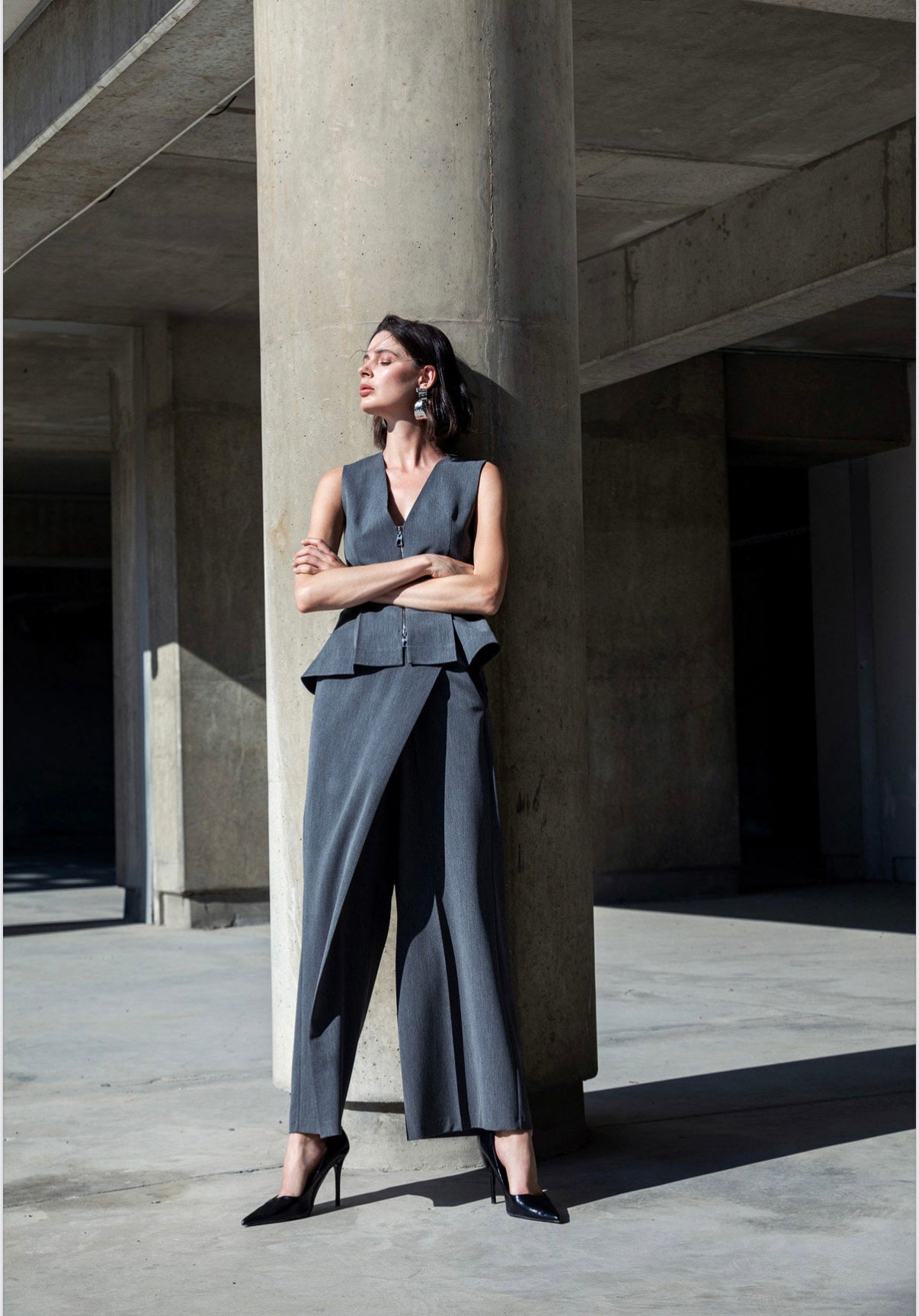 Wide Leg Pareo Pants Coal