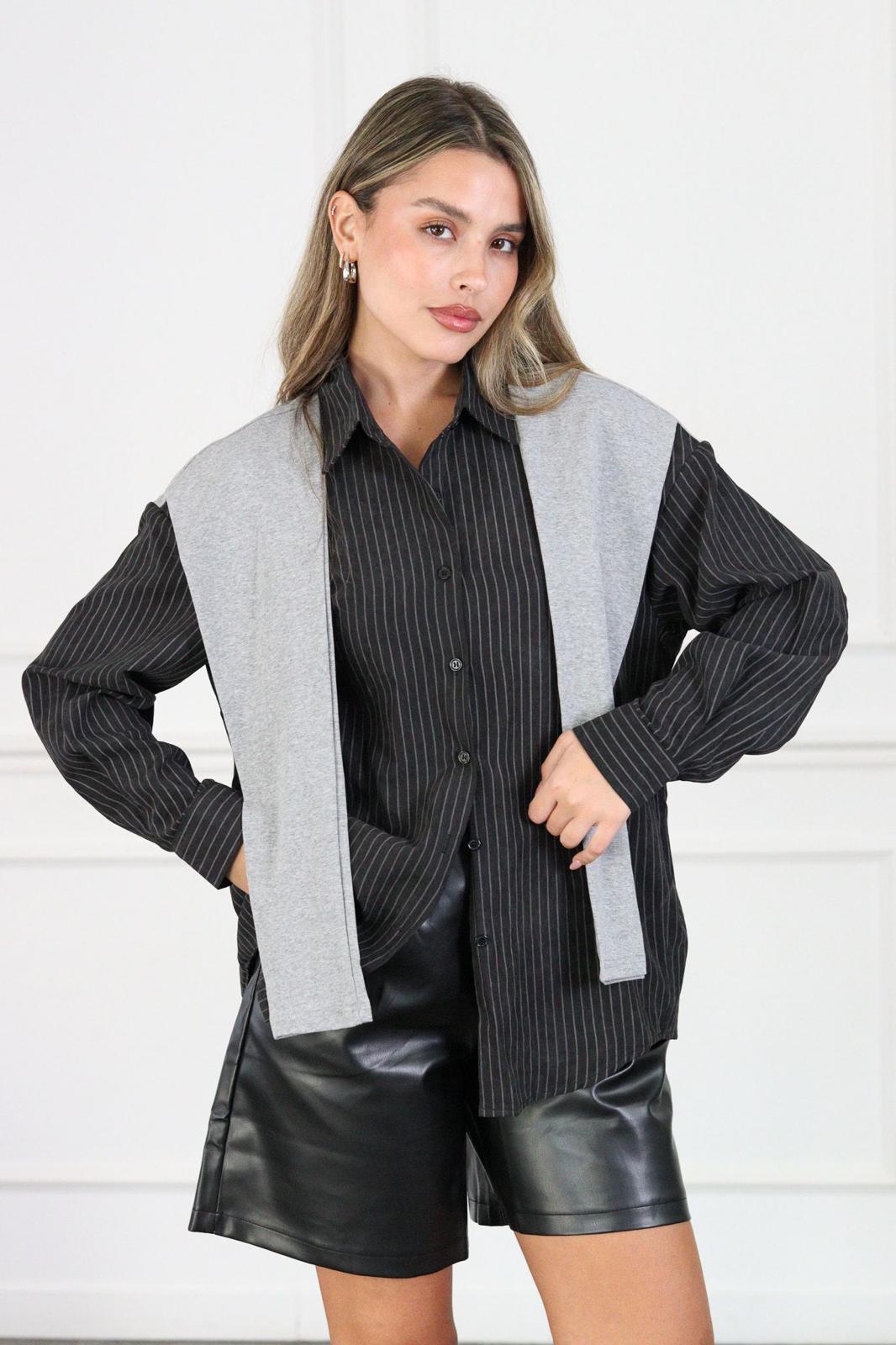 Striped shirt with blouse