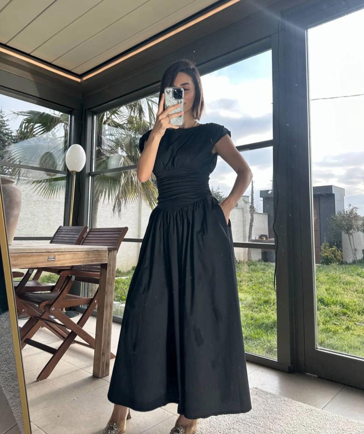 Cinched Waist Midi Dress