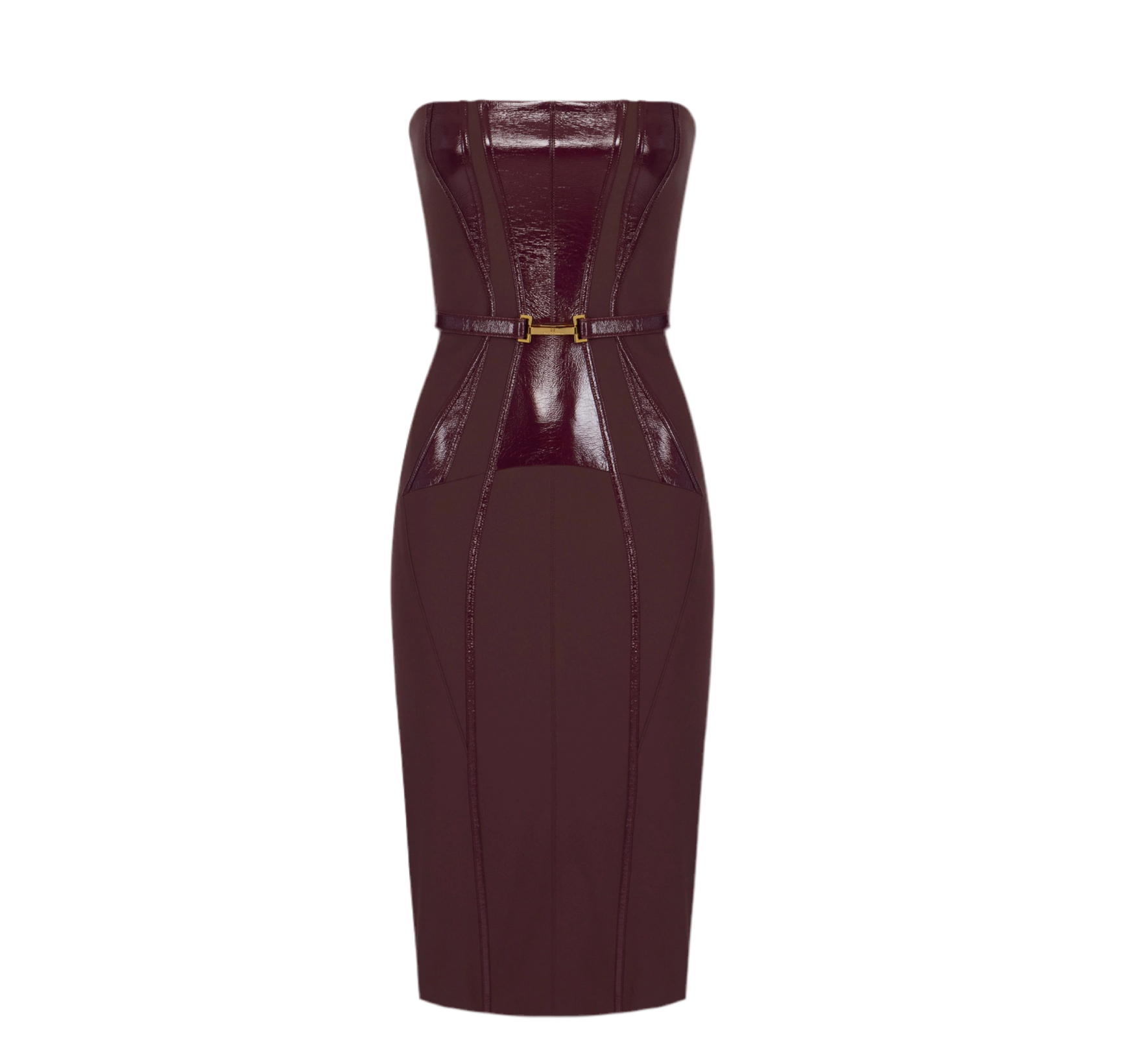 Dress in double-layer crêpe fabric with corset details
