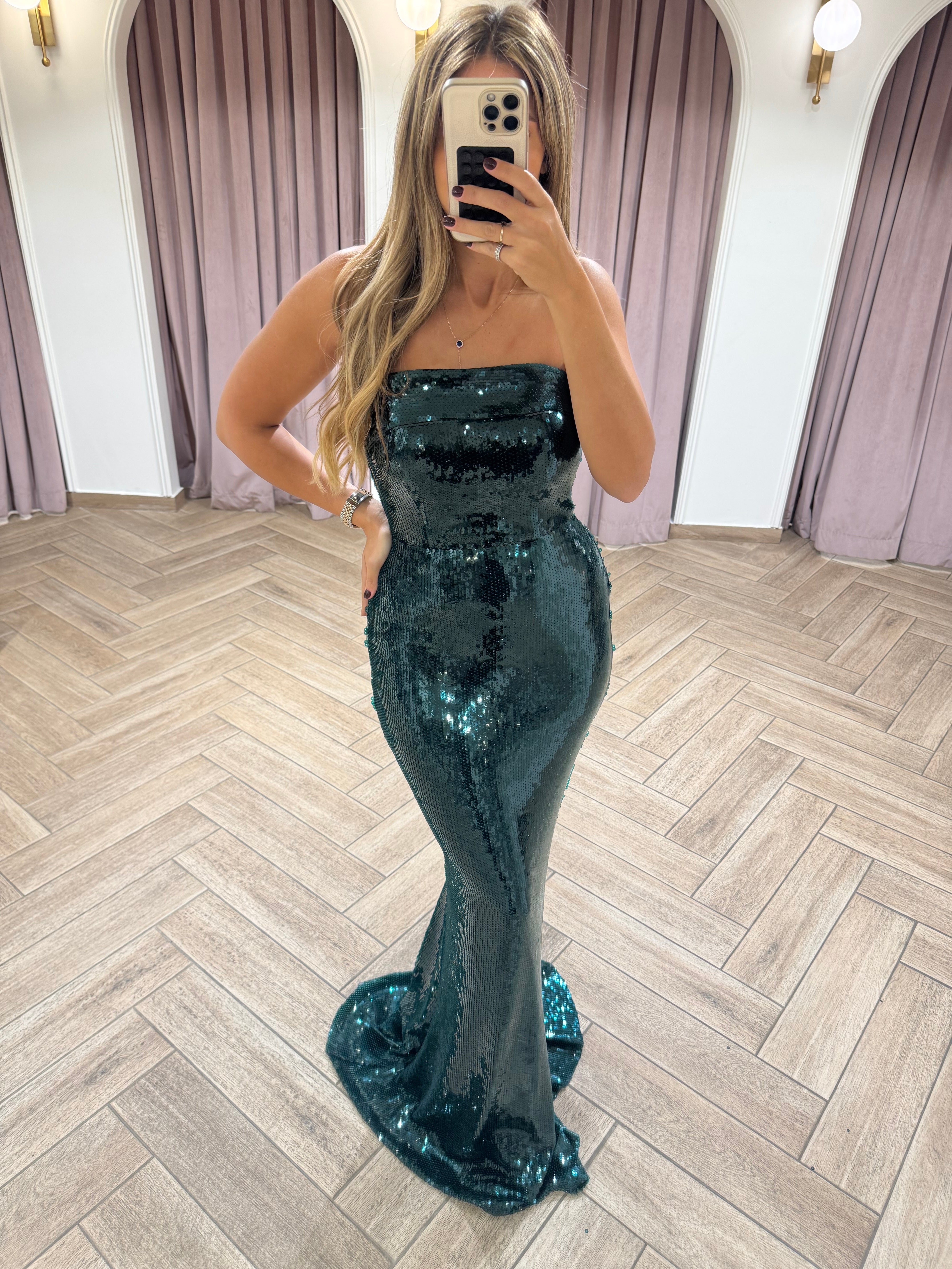 Paiette Strapless Dress