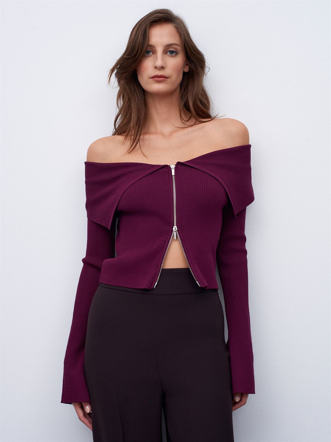 Rita Knit Blouse with Zipper