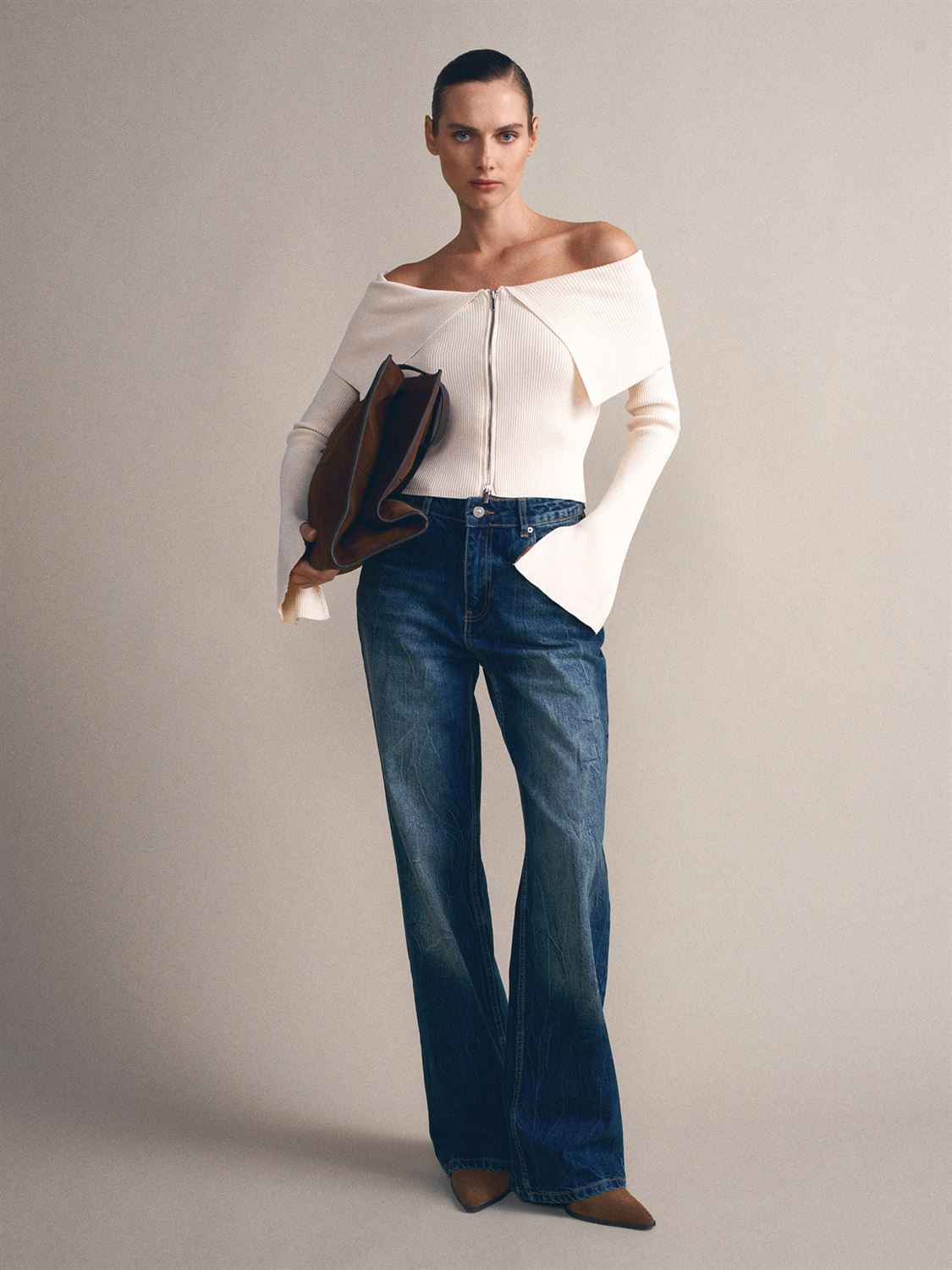 Rita Knit Blouse with Zipper