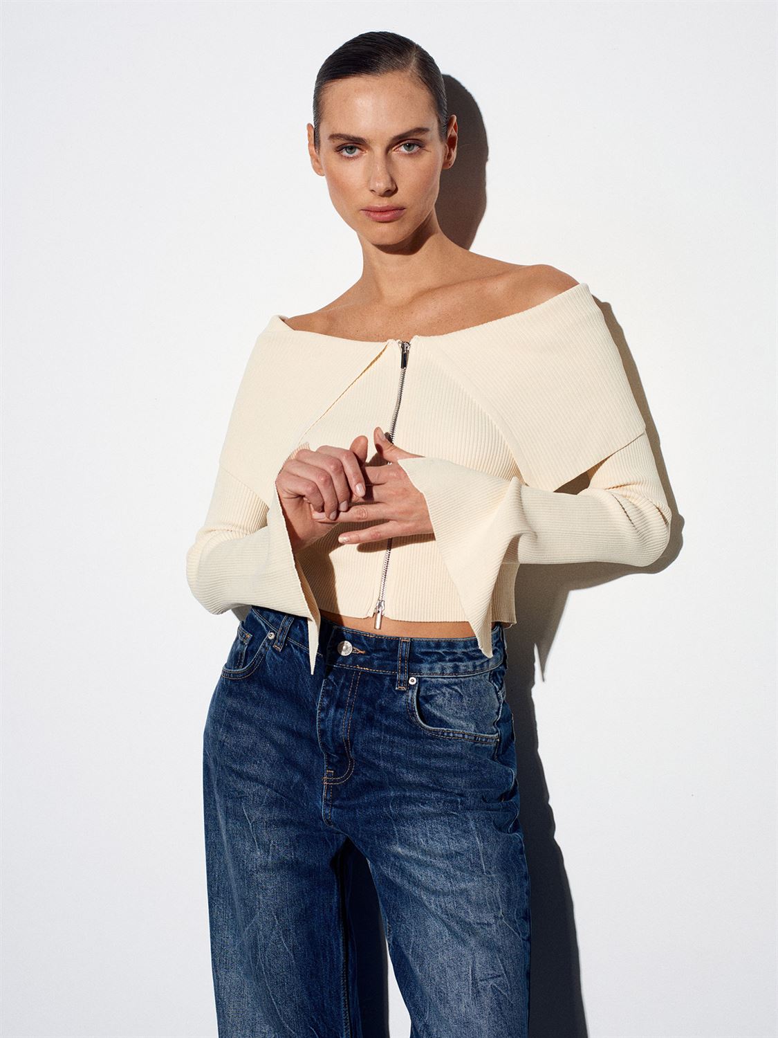 Rita Knit Blouse with Zipper