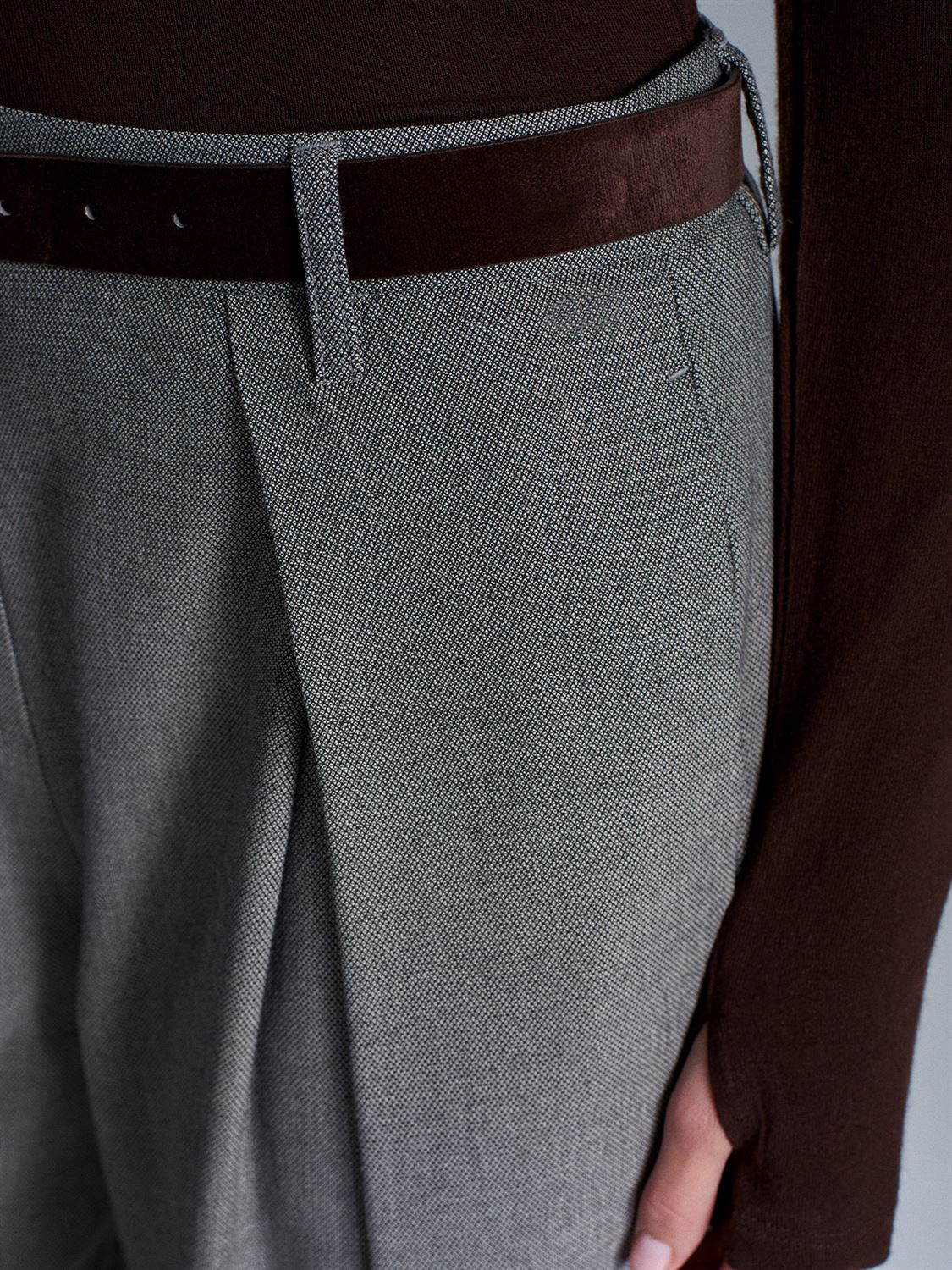 Wide Trousers with Brown Belt