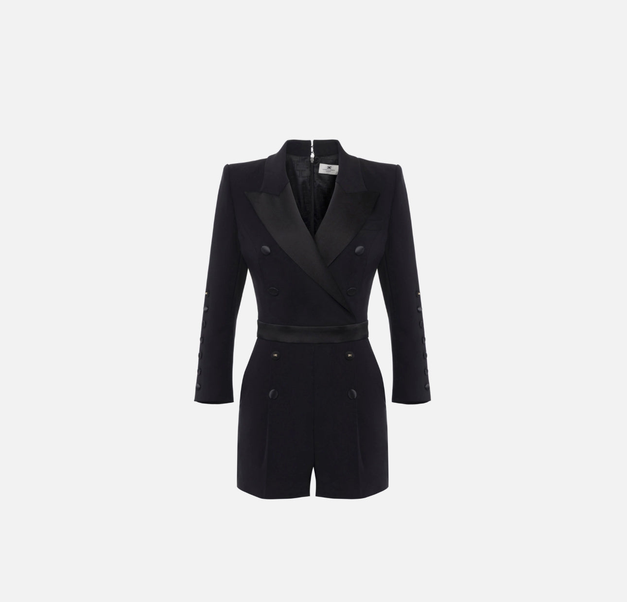 Jumpsuit in lightweight crêpe fabric with tuxedo details