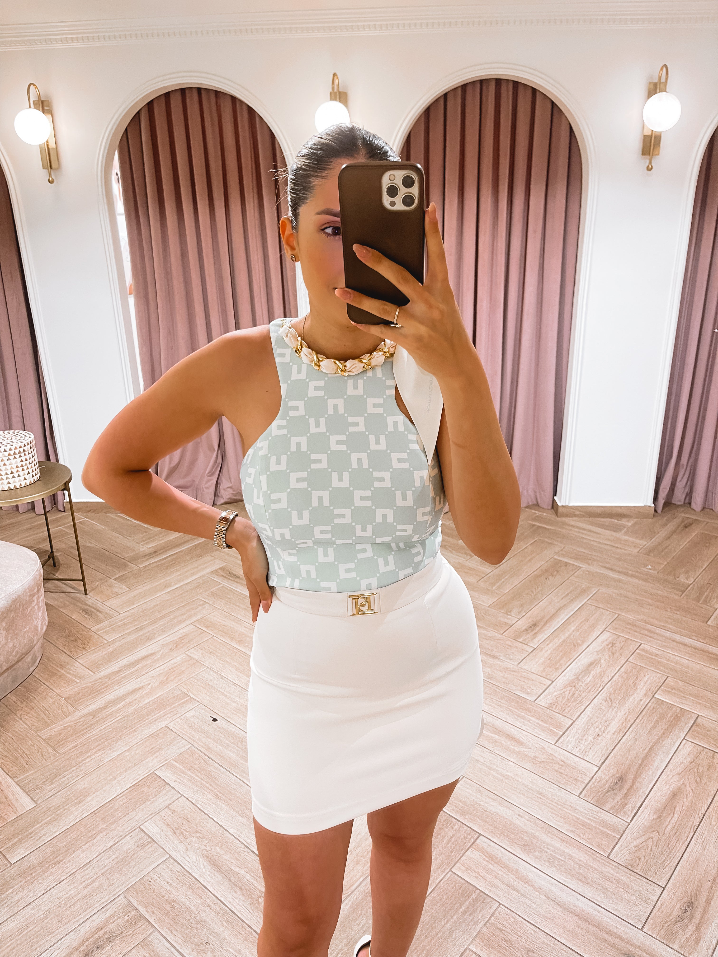 Miniskirt in stretch crêpe