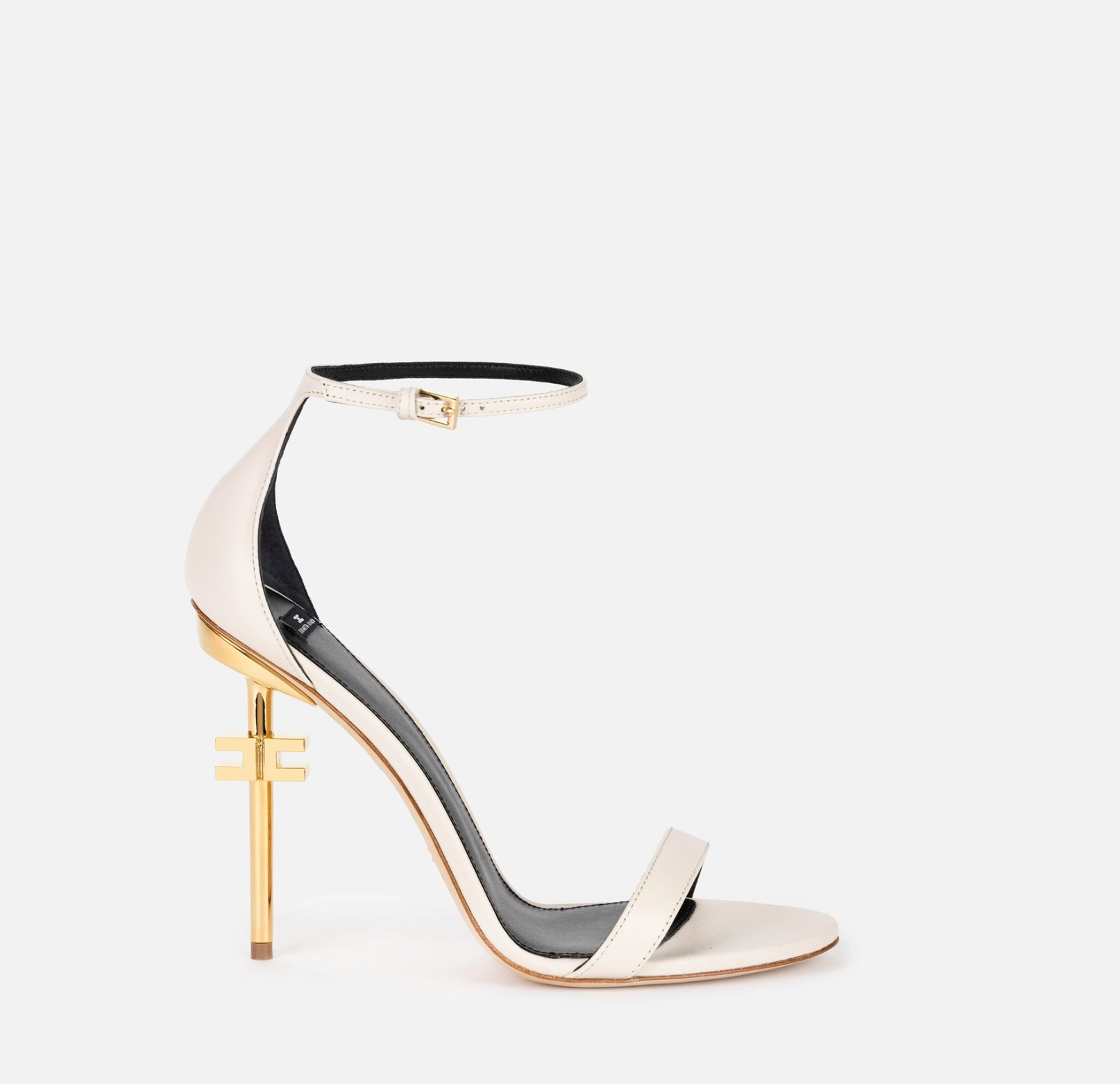 Leather sandals with logo heel
