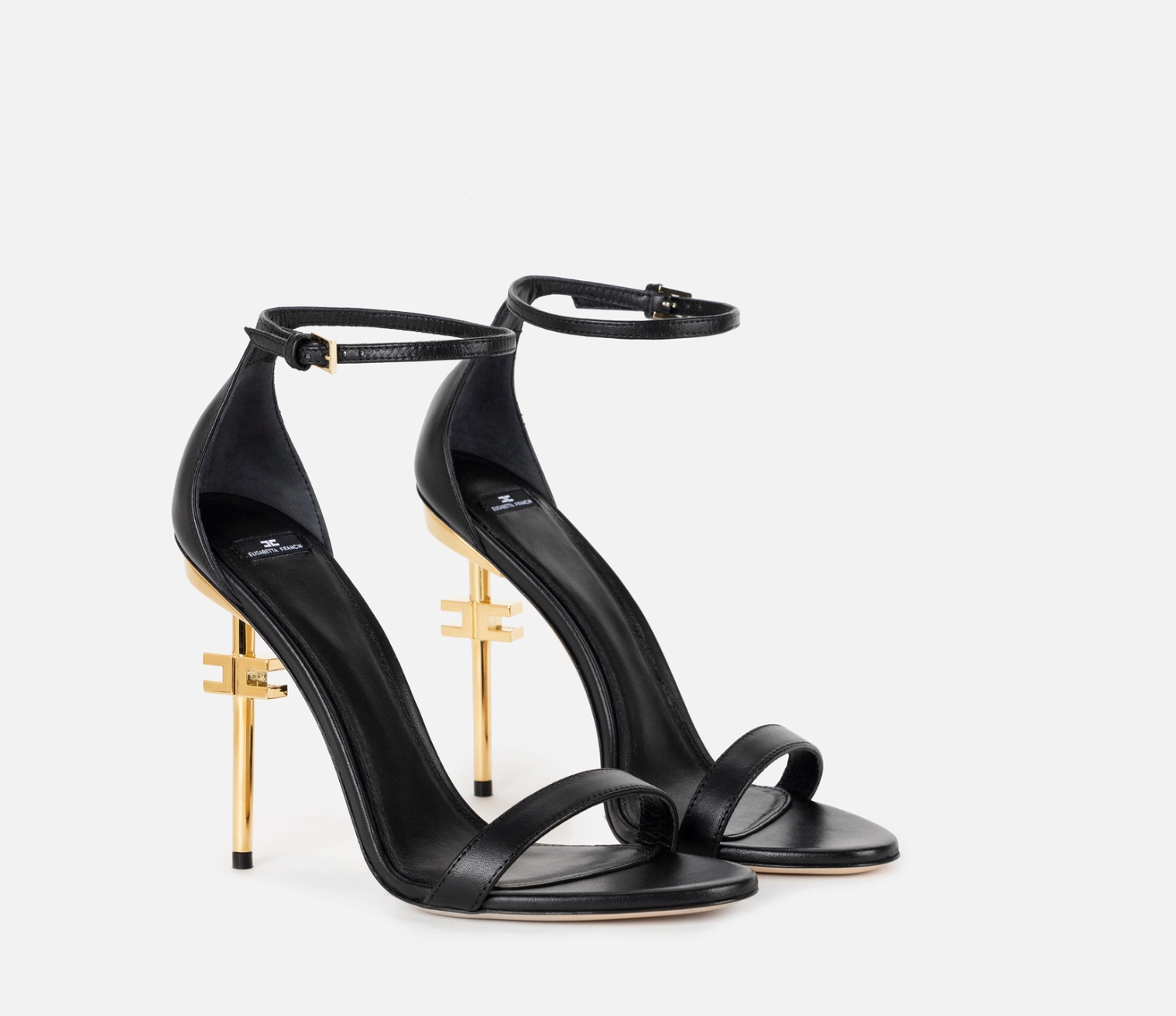 Leather sandals with logo heel