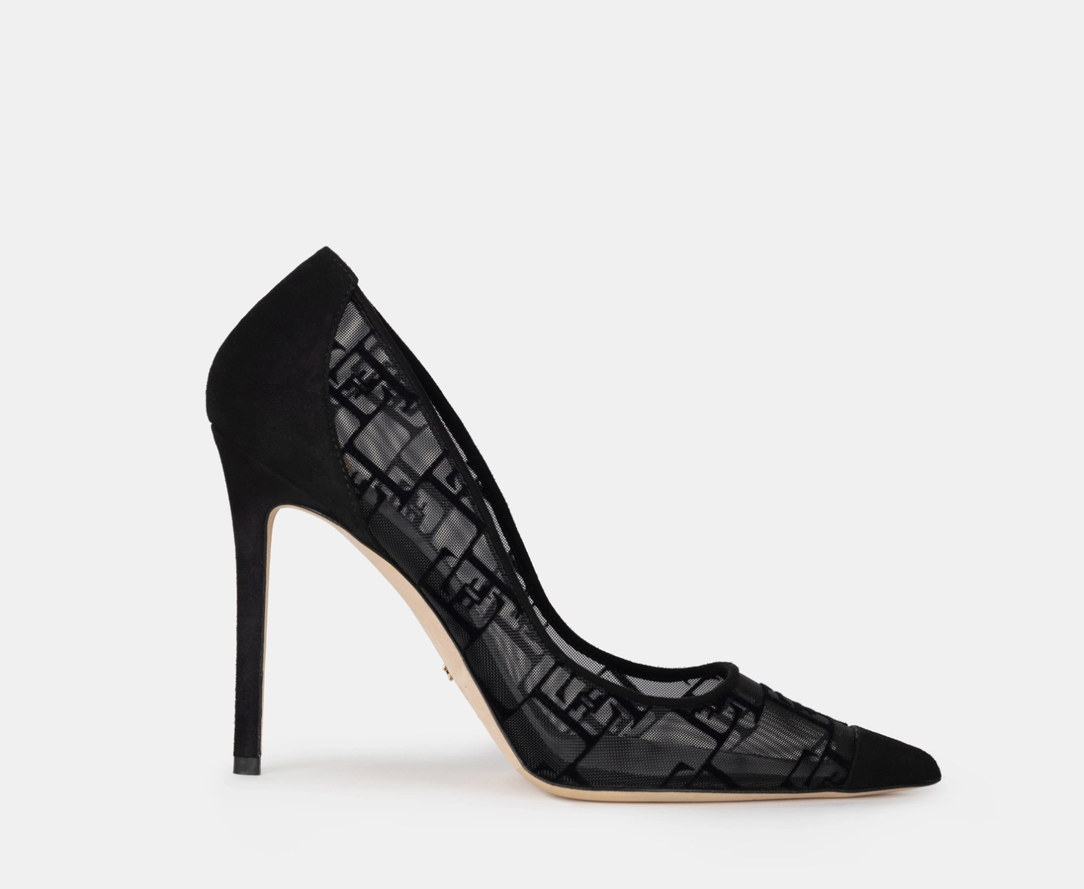 Flock and suede pumps