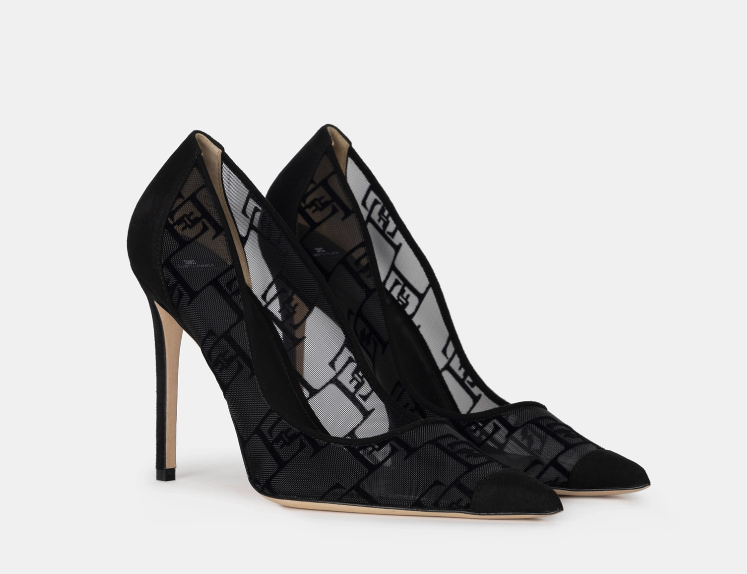 Flock and suede pumps