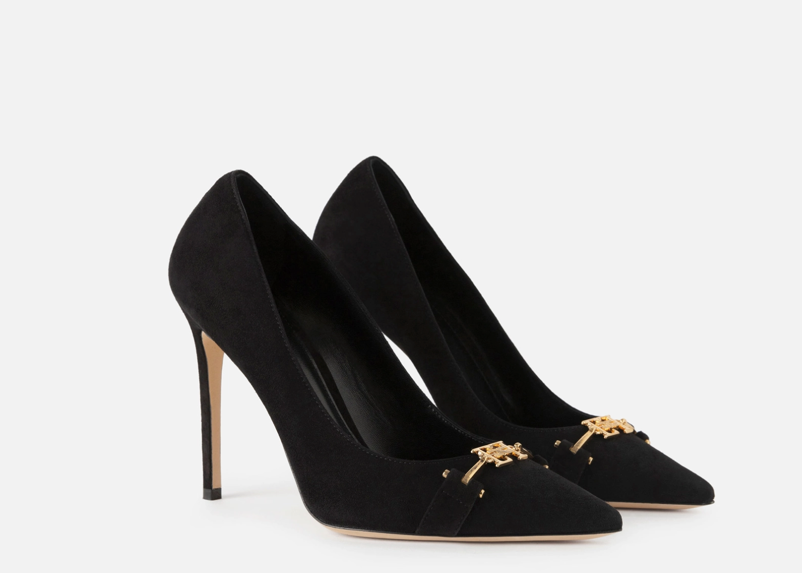 Suede pumps with horsebit