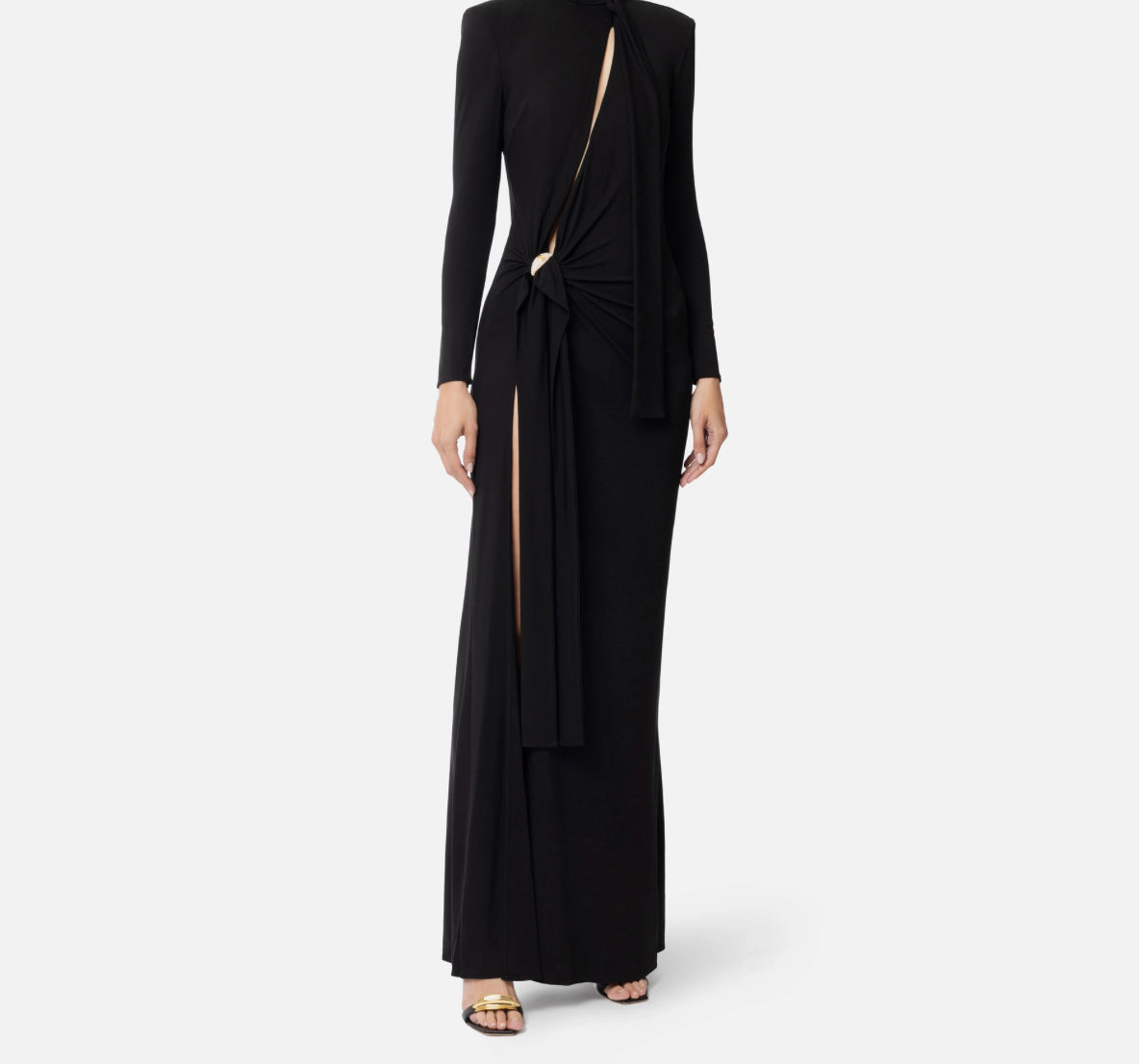 Red Carpet Sleeves dress with slit and knots