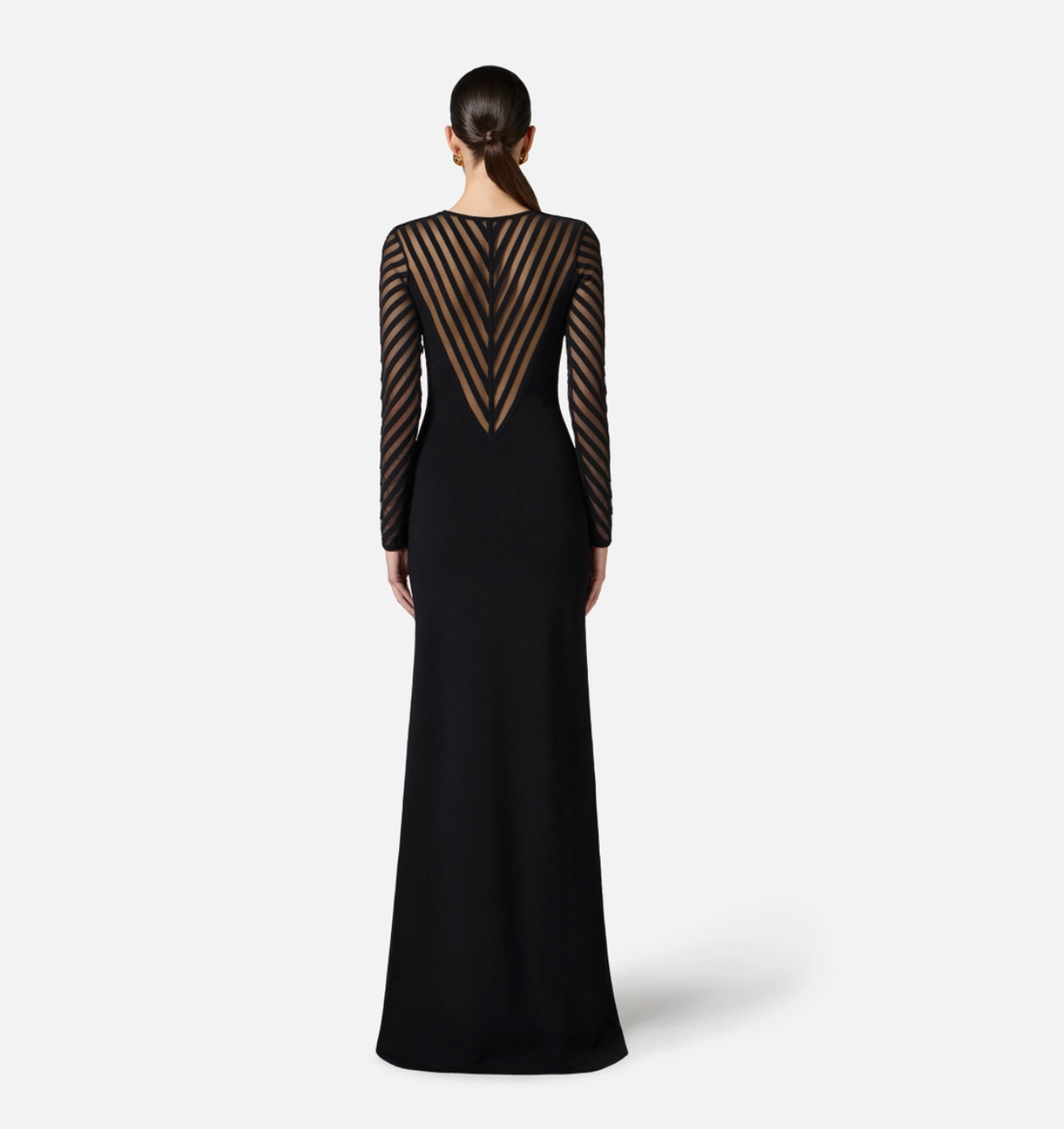 Maxi dress with transparency details and bow