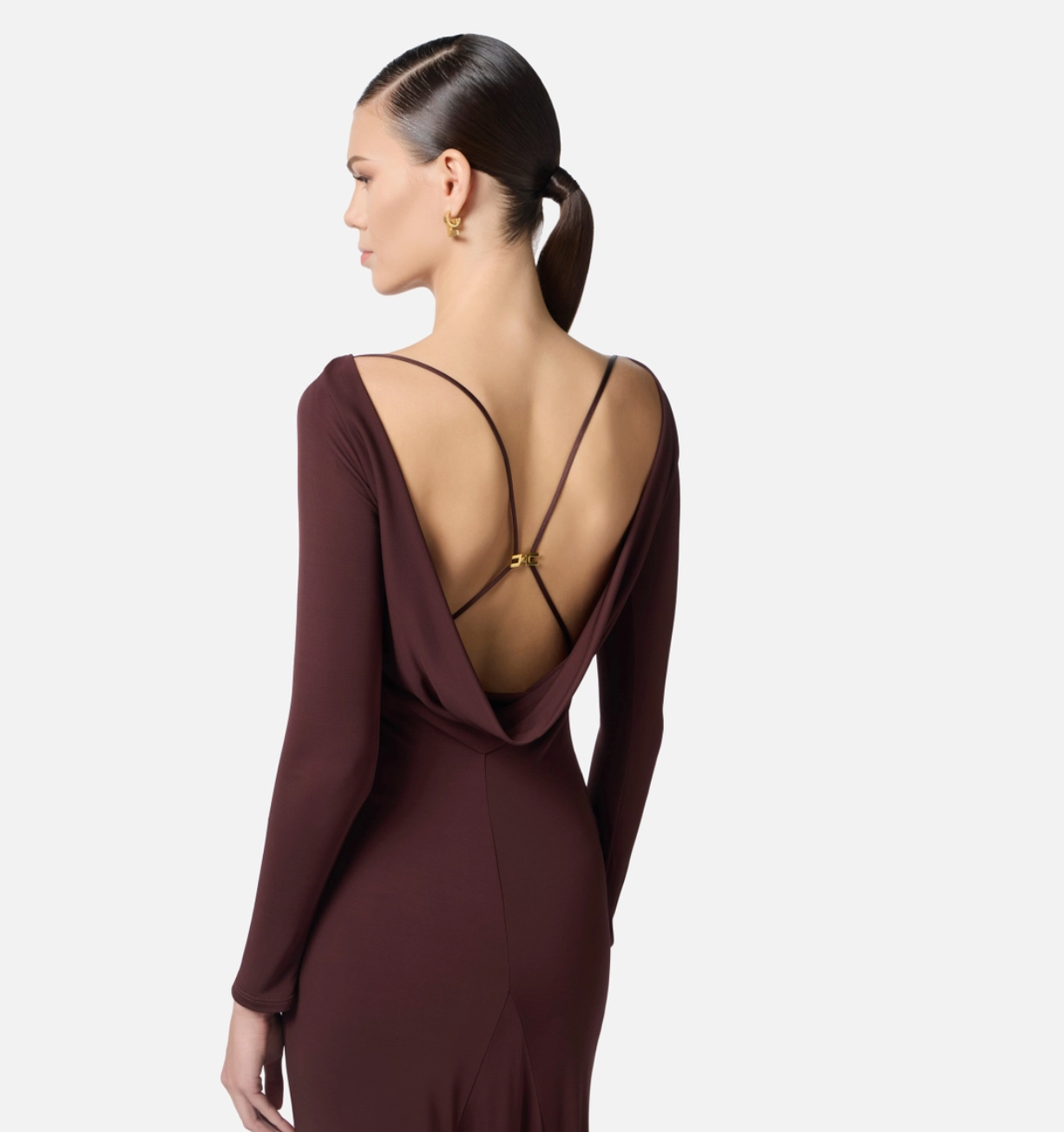 Red Carpet dress in lightweight jersey fabric with drapes