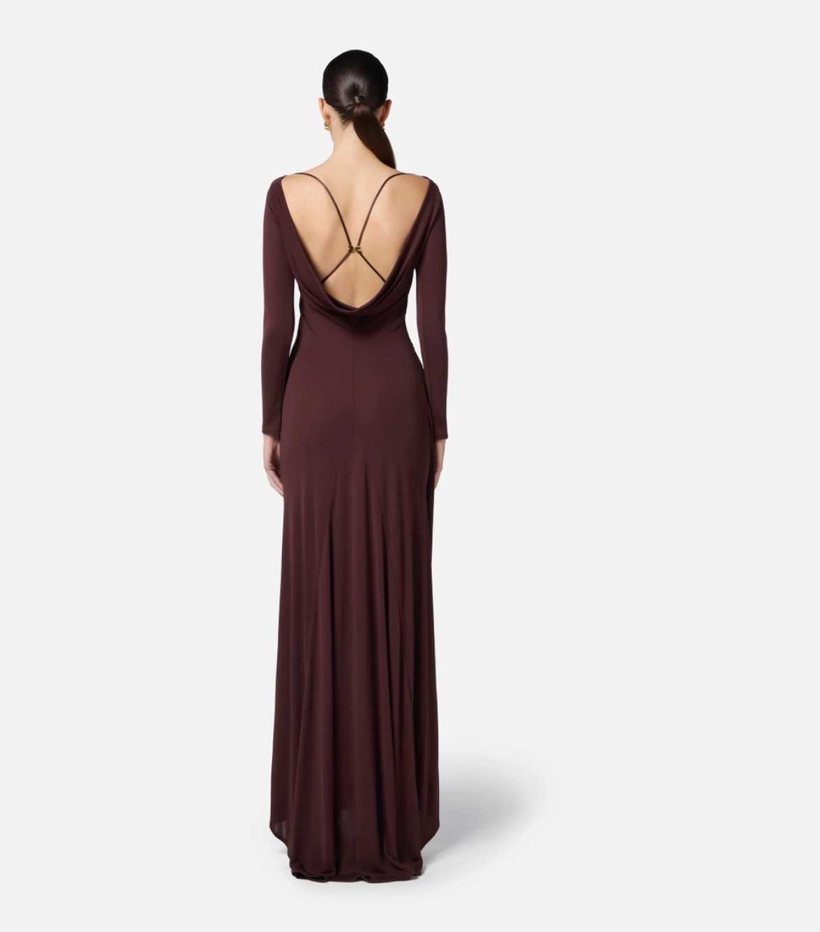 Red Carpet dress in lightweight jersey fabric with drapes