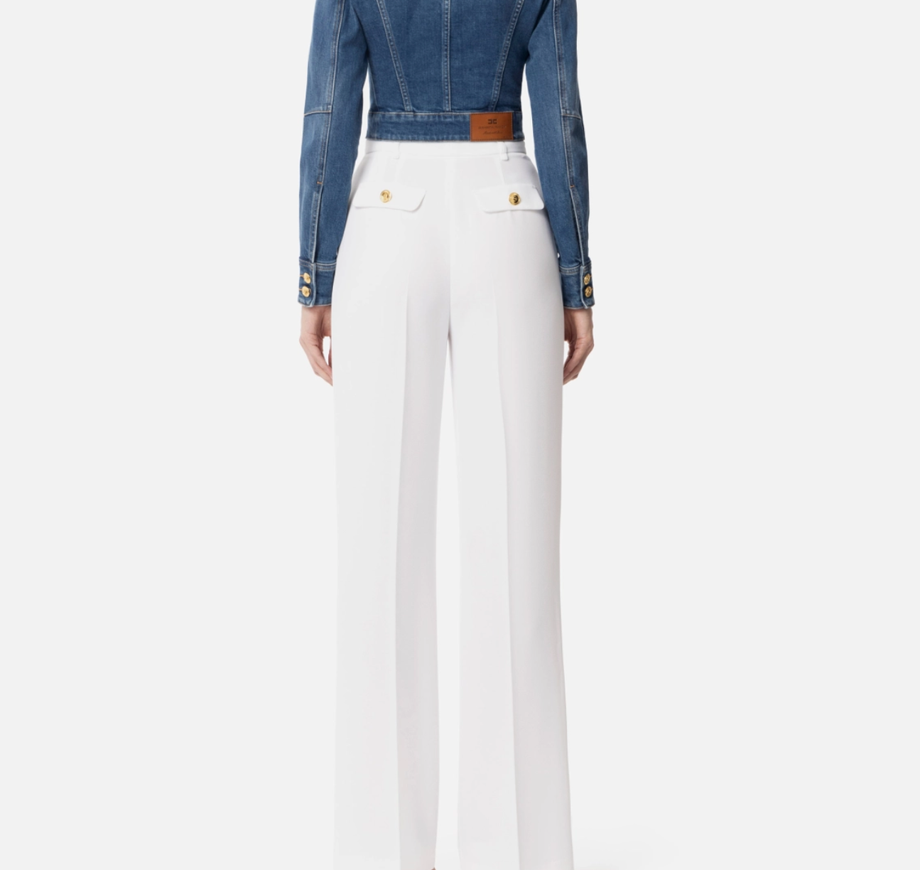 Flowing crêpe trousers with golden buttons