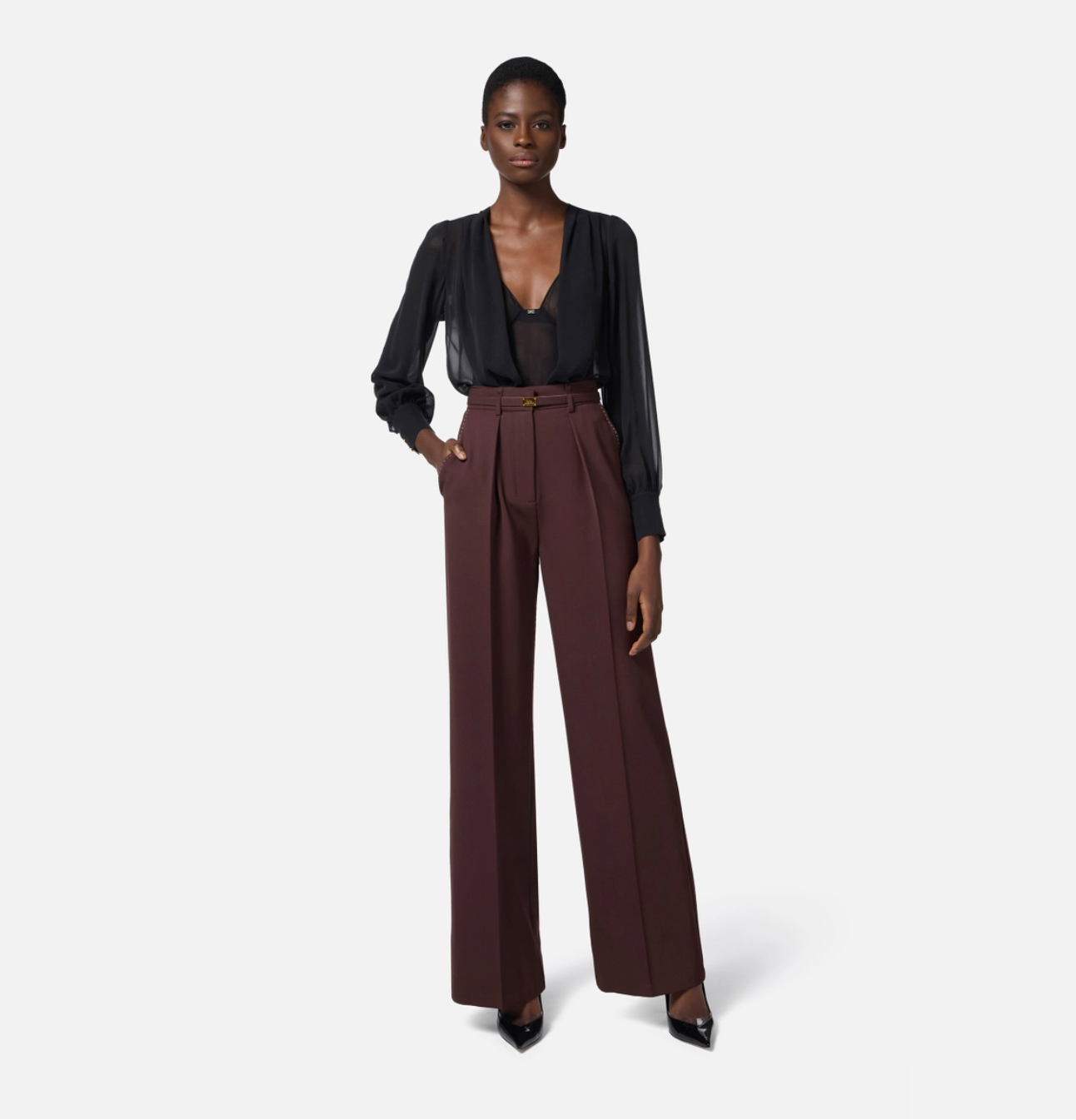 Cool wool trousers with contrasting topstitching