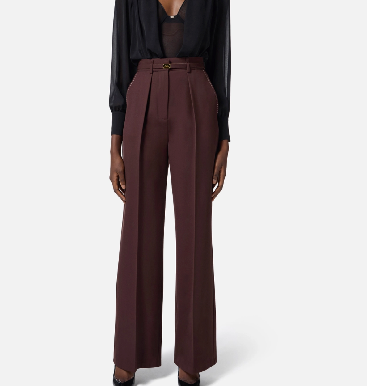 Cool wool trousers with contrasting topstitching