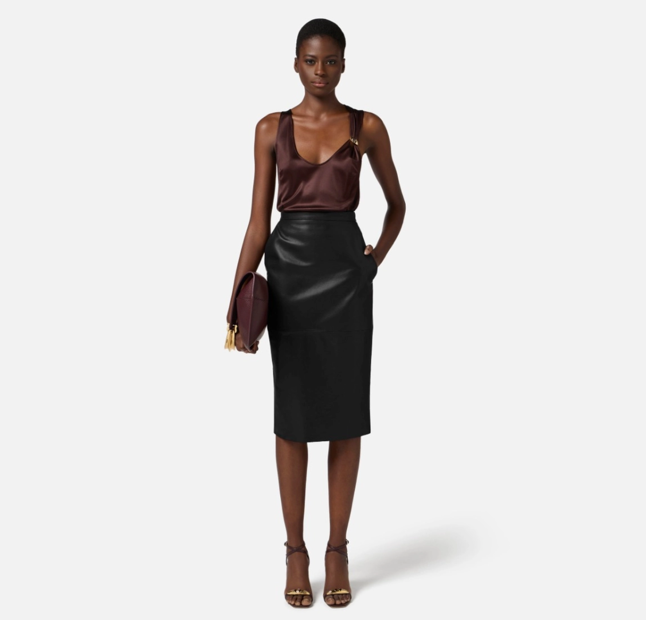 Leather longuette skirt