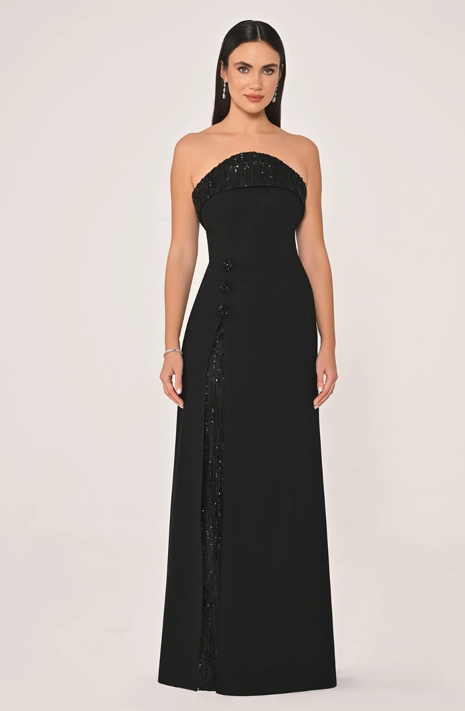 Strapless Maxi Dress with Beads