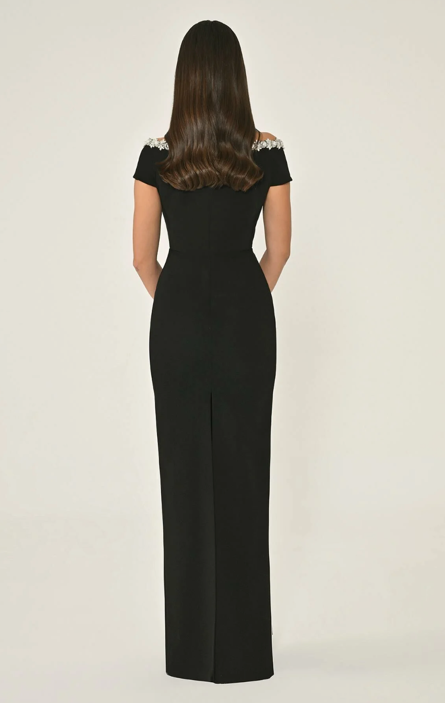 Classic Black Dress with Crystal Beads