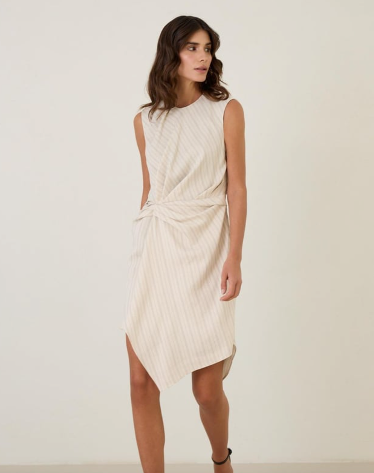 mini beige dress with lines