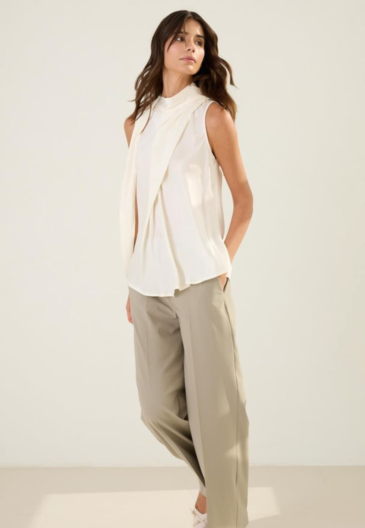 shiffon blouse with built-in scarf