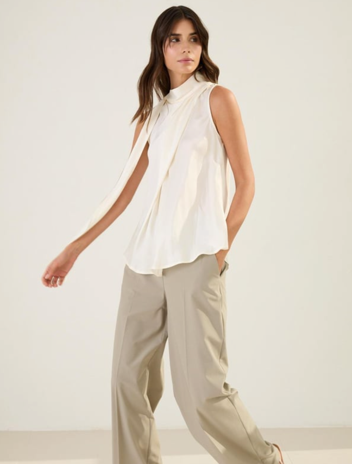 shiffon blouse with built-in scarf